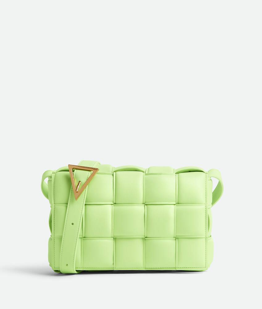 Bottega Veneta Padded Cassette Shoulder Bag in Green Intrecciato