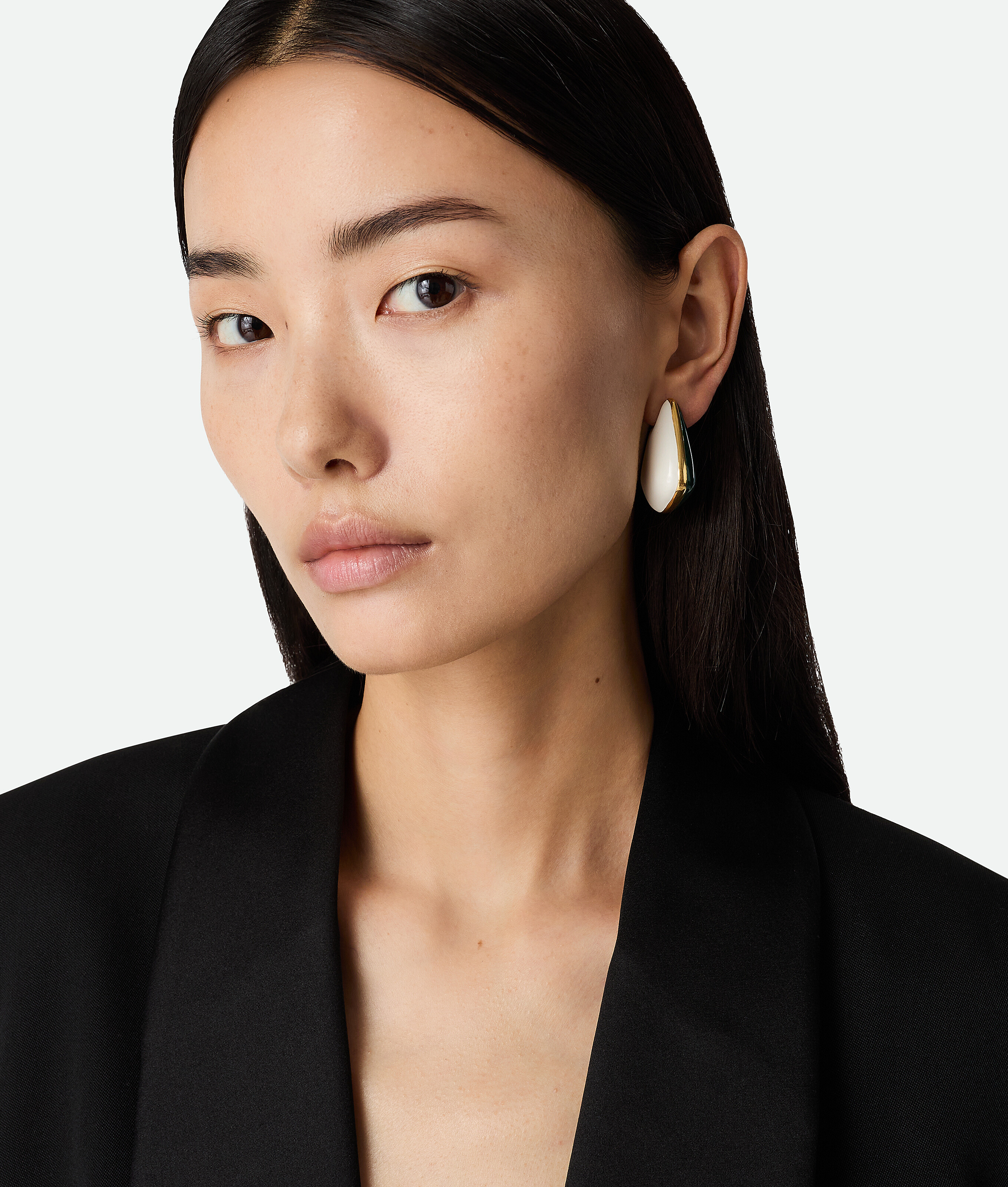 Bottega Veneta Small Fin Earrings - White/dark Green - Woman