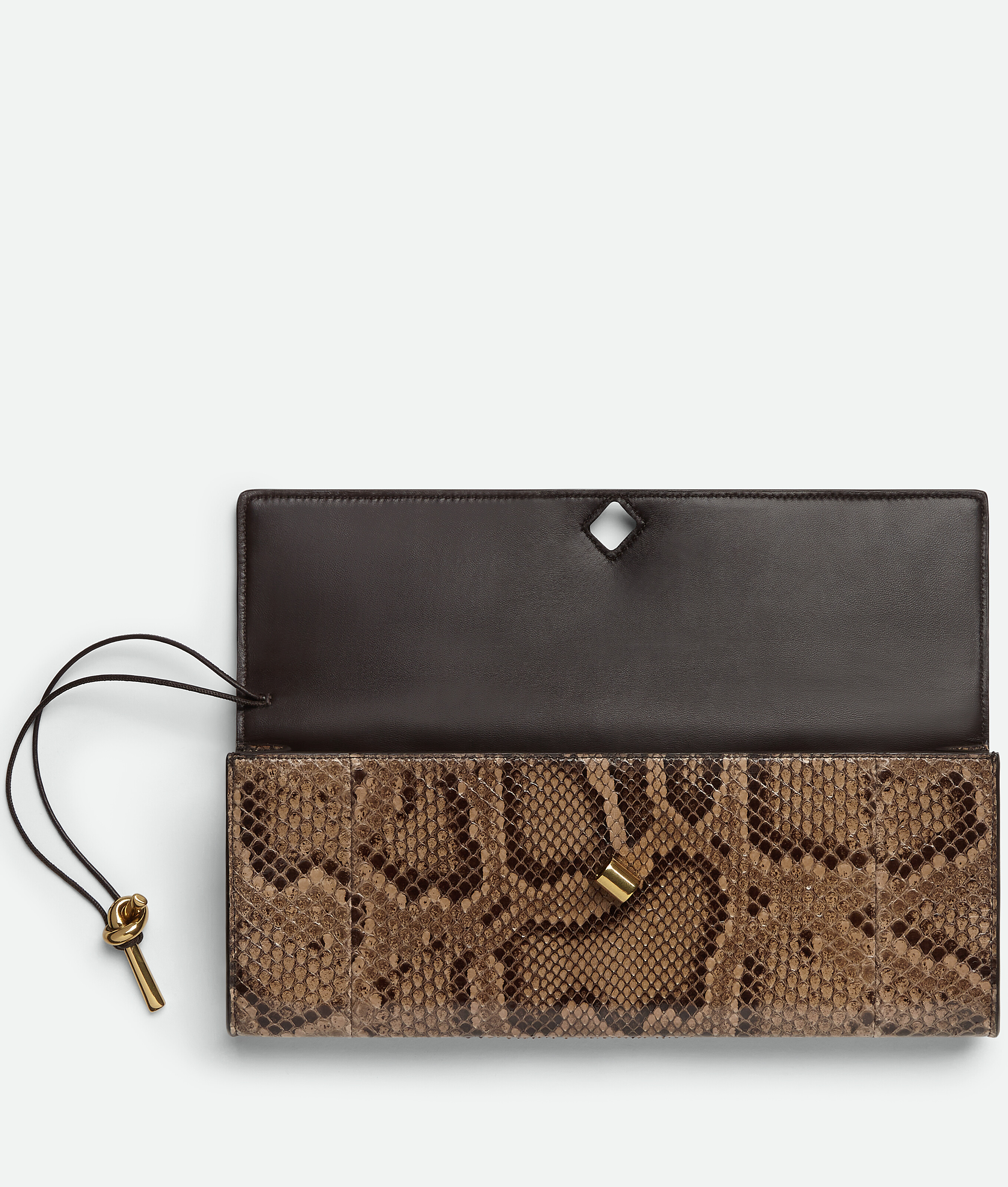 Bottega Veneta Python Long Andiamo Clutch Bag In Python/fondant