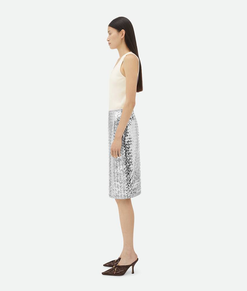 Display a large version of the product image 2 - Intrecciato Laminated Leather Midi Skirt