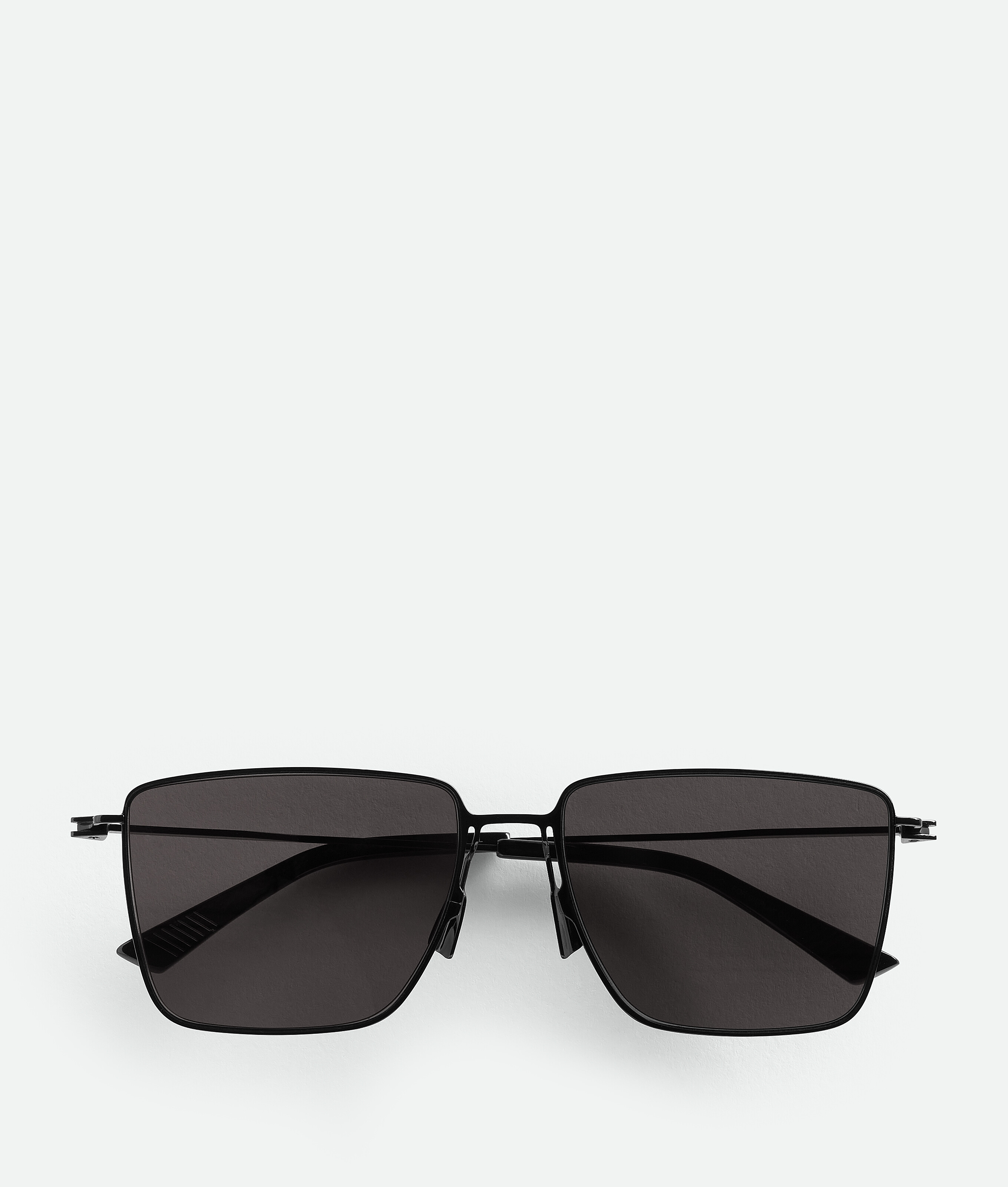 Shop Bottega Veneta Ultrathin Metal Rectangular Sunglasses In Black