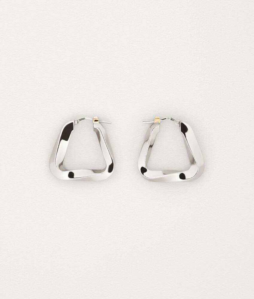 Bottega Veneta® Women's Triangle Hoop Earrings in Silver. Shop