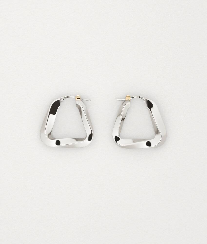 Bottega Veneta® Women's Triangle Hoop Earrings in Silver. Shop online now.