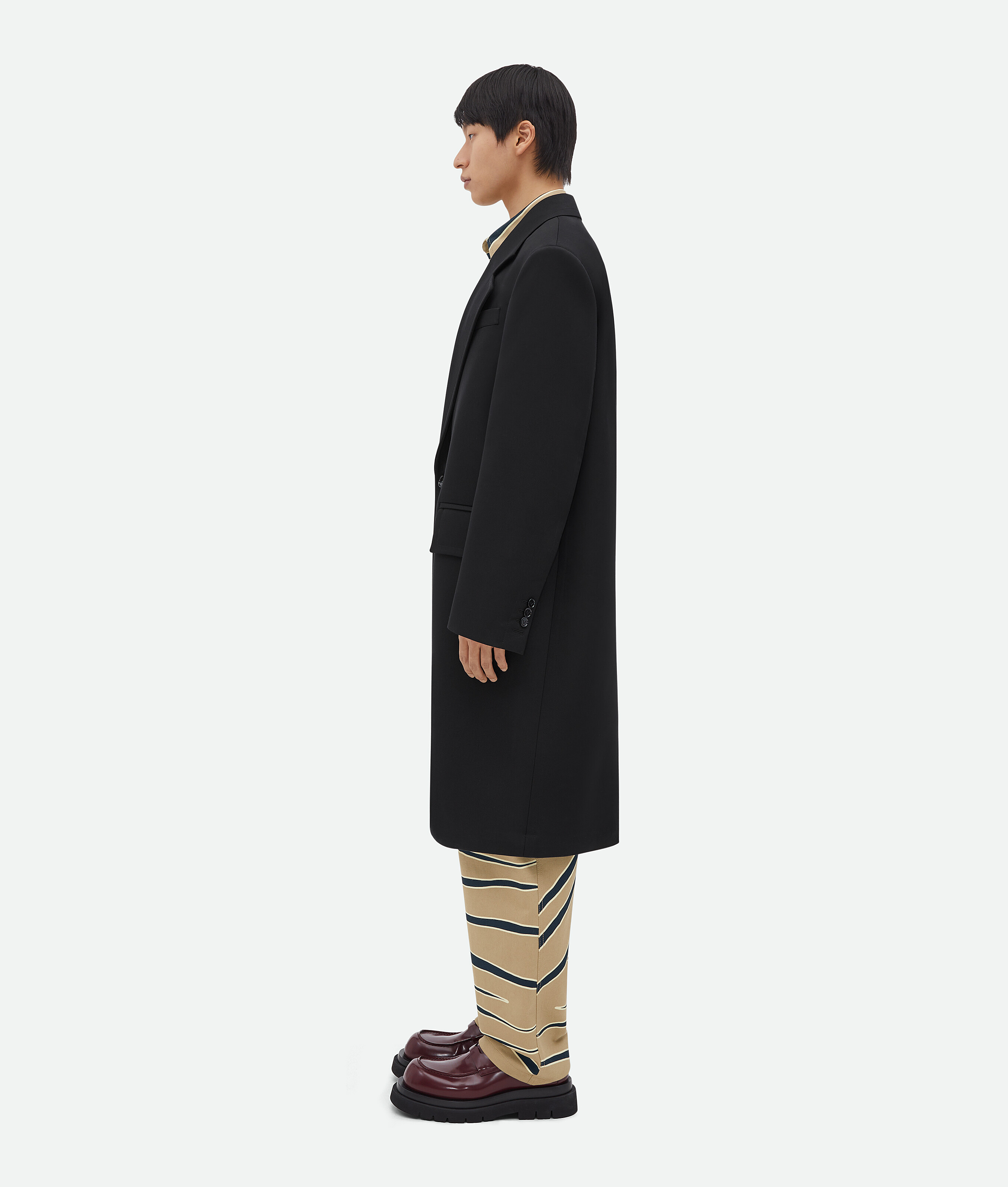 Bottega Veneta Compact Wool Coat In Black