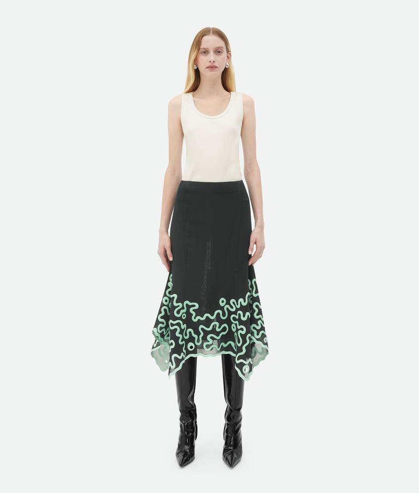 Bottega Veneta® Women's Cotton Midi Skirt With Silicone Motif in  Camping/aquamarine. Shop online now.