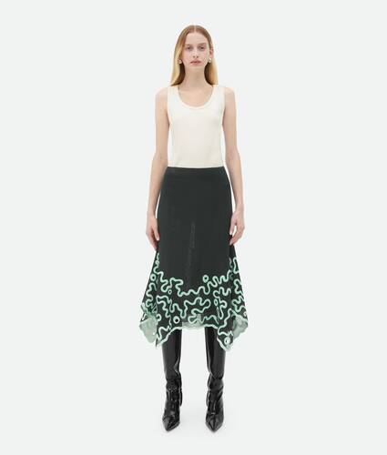 Display a large version of the product image 1 - Cotton Midi Skirt With Silicone Motif