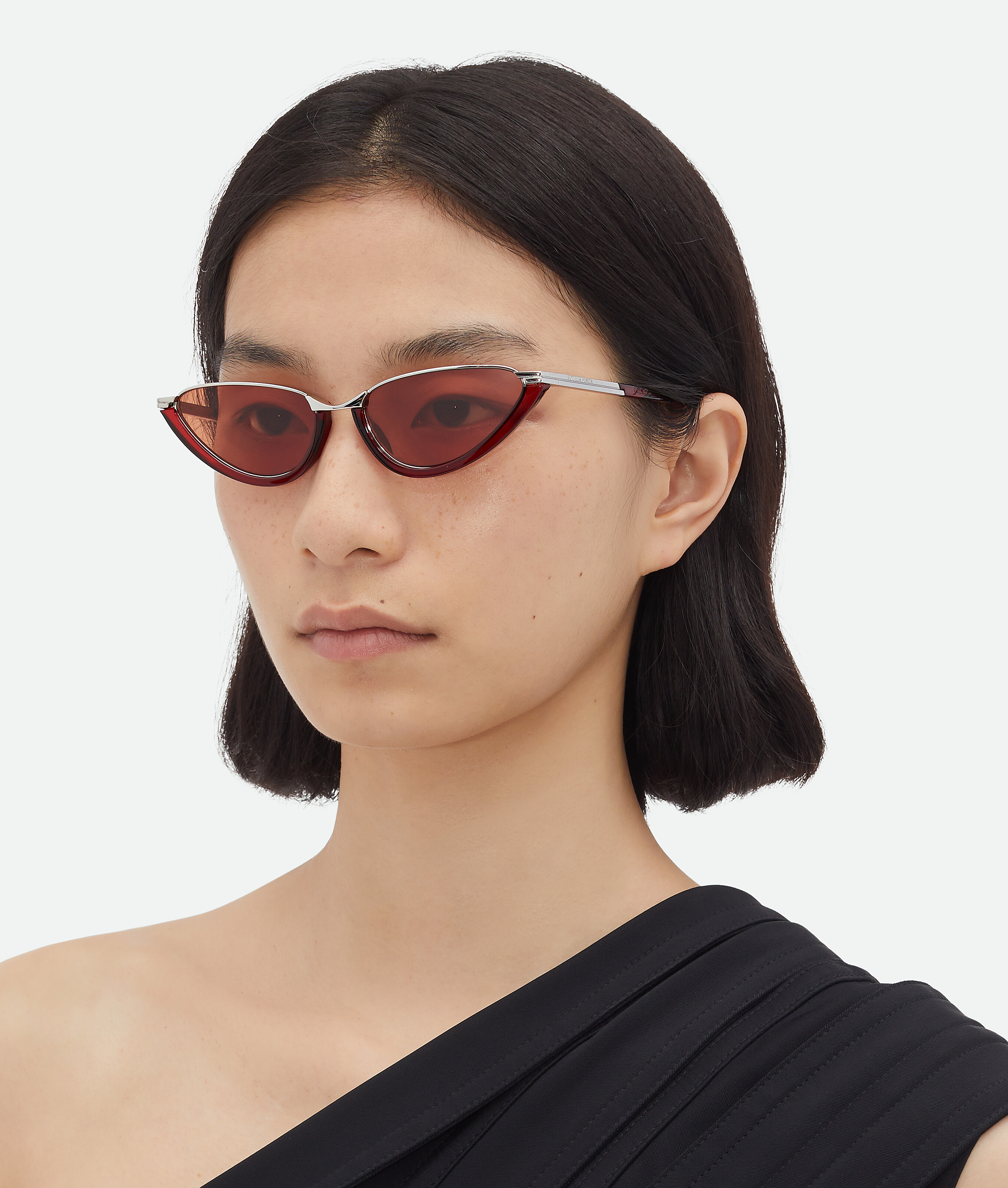 Bottega Veneta Classic Cat Eye Sonnenbrille In Red/brown