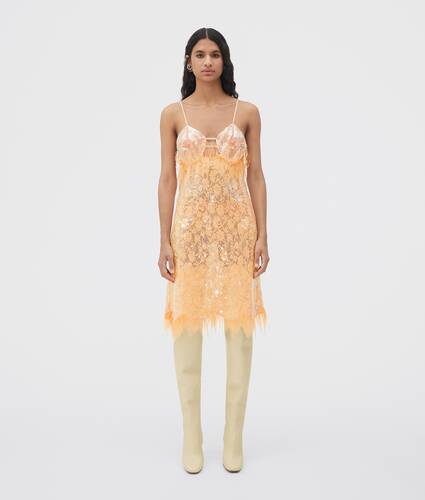 linen floral lace and sequins dress