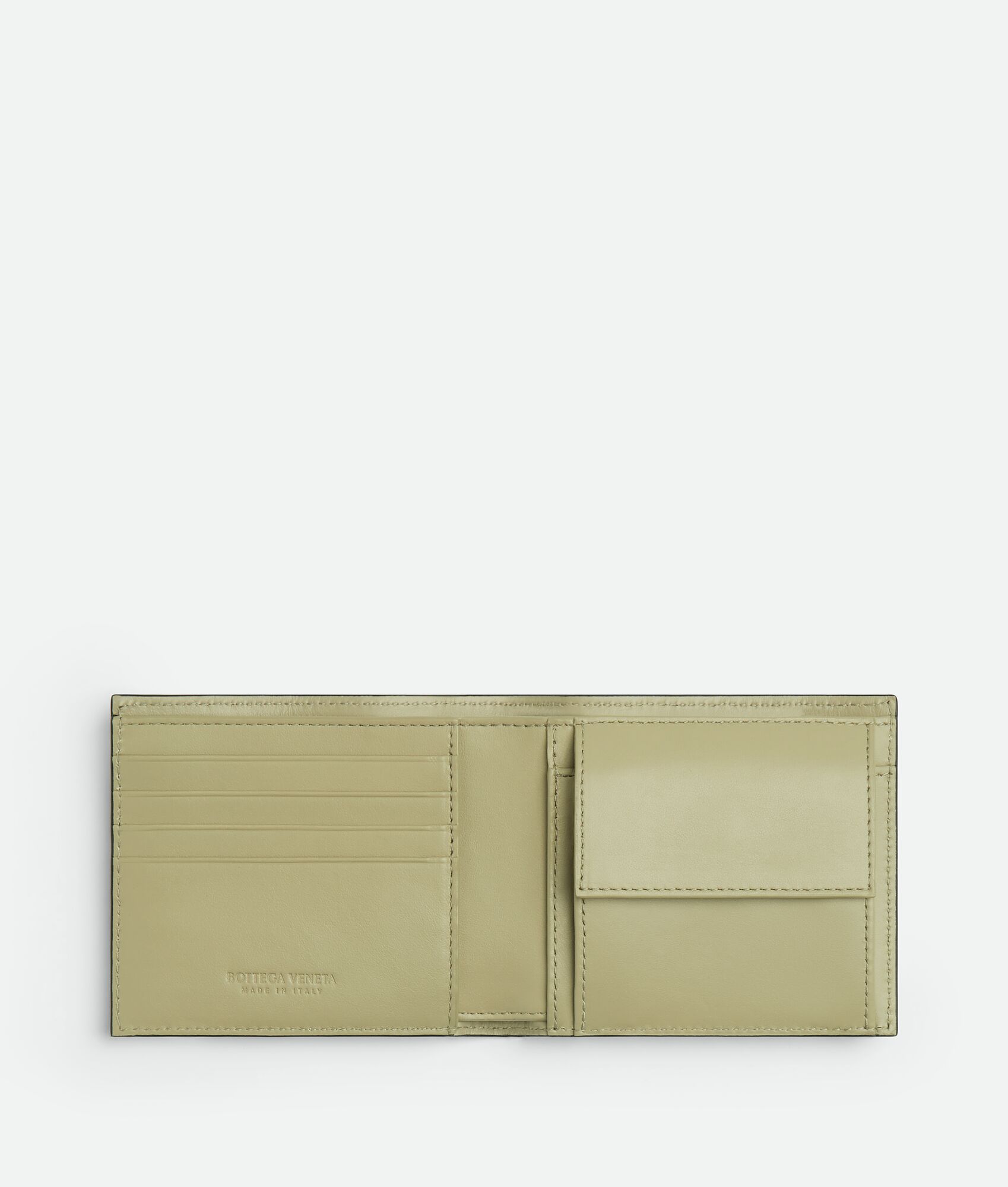 Bottega Veneta Men s Intrecciato Bi Fold Wallet With Coin Purse in Dark green Travertine. Shop online now