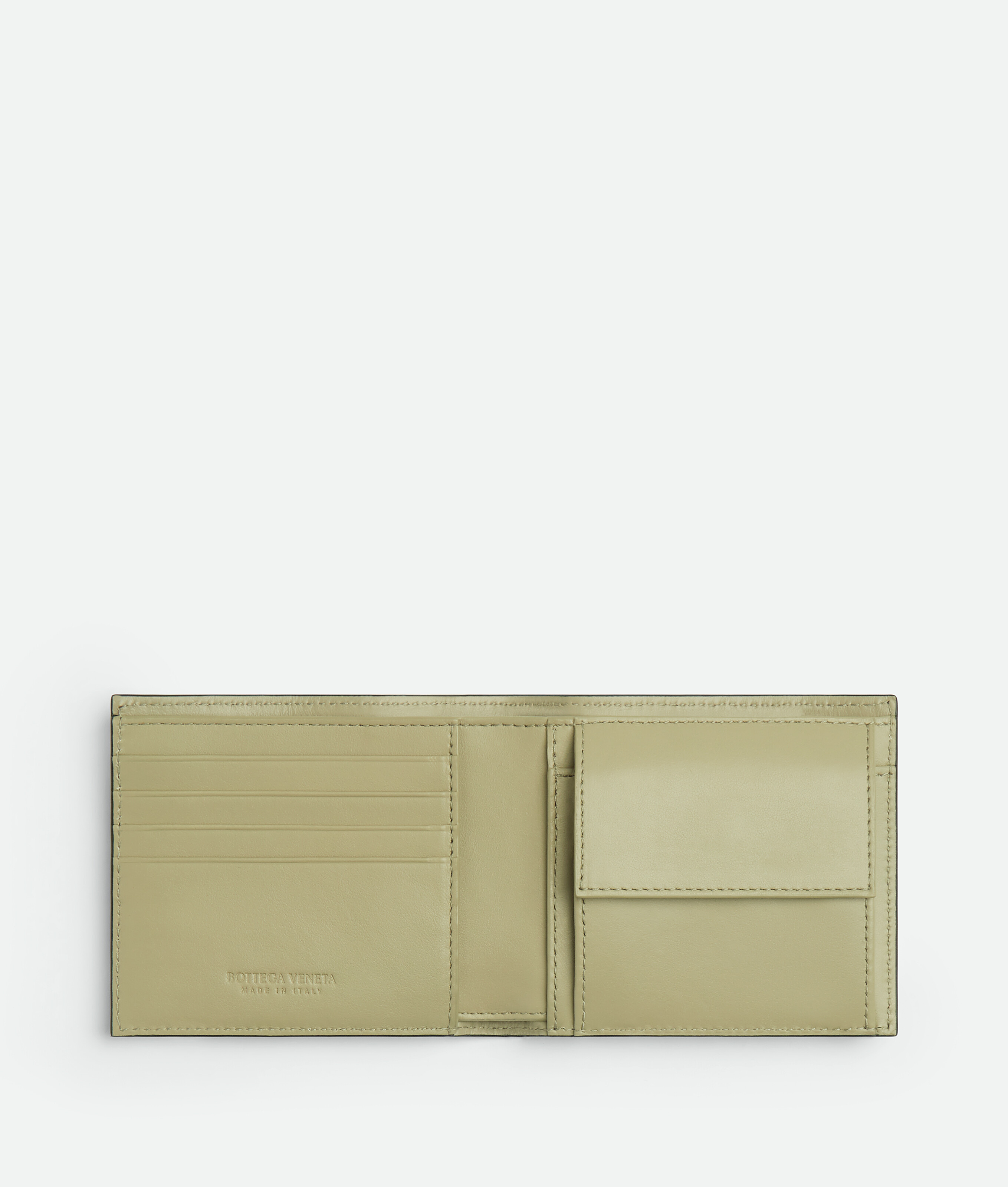 Shop Bottega Veneta Intrecciato Bi-fold Wallet With Coin Purse In Green