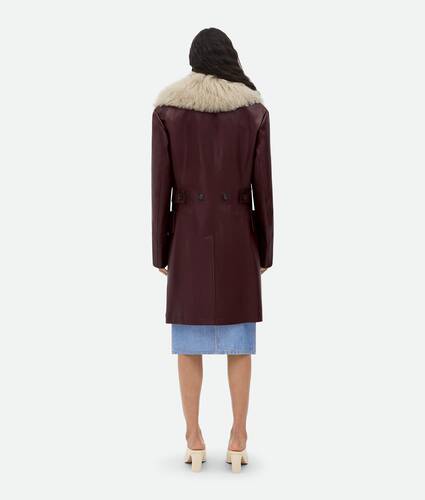 Shearling Collar Leather Coat