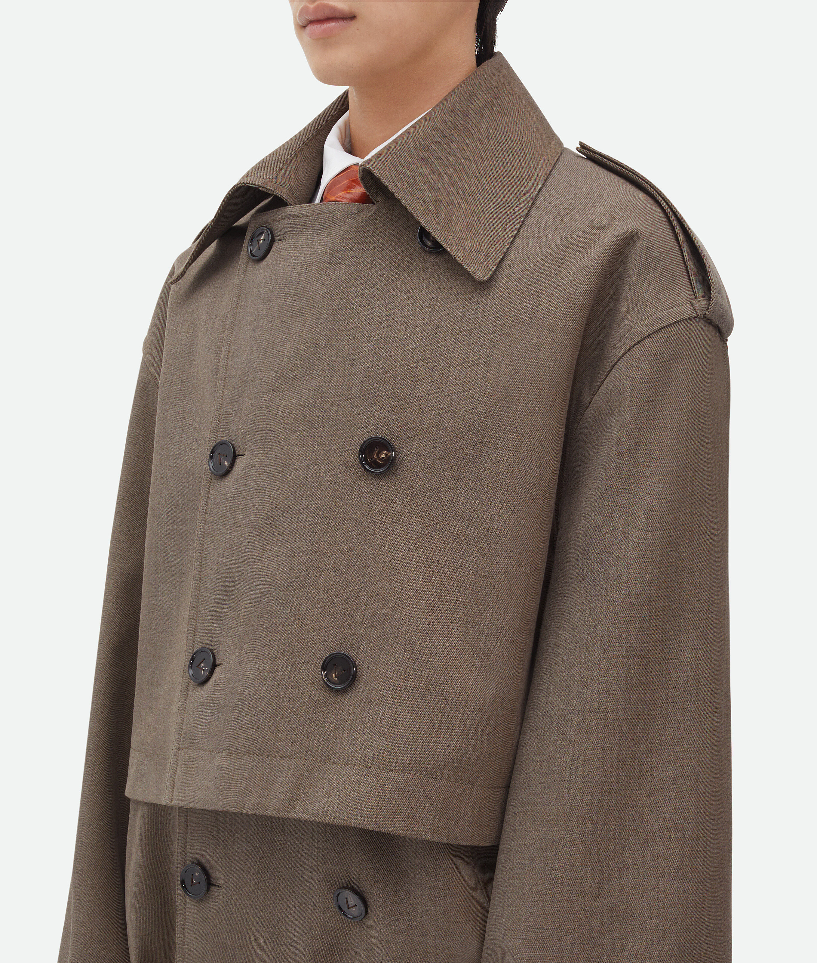 Shop Bottega Veneta Trenchcoat Aus Wolltwill In Brown