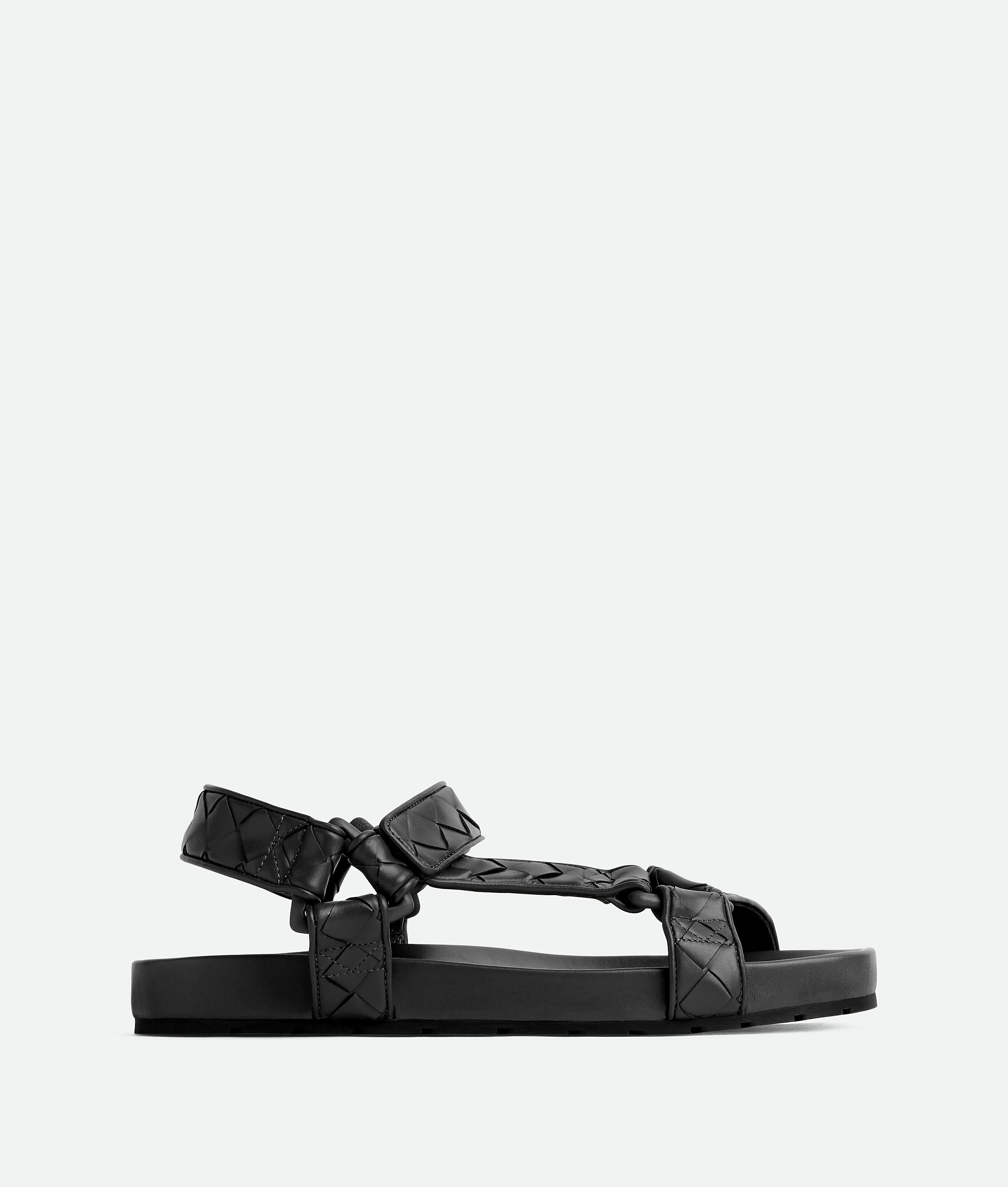 Bottega Veneta Trip Leather Slides In Black