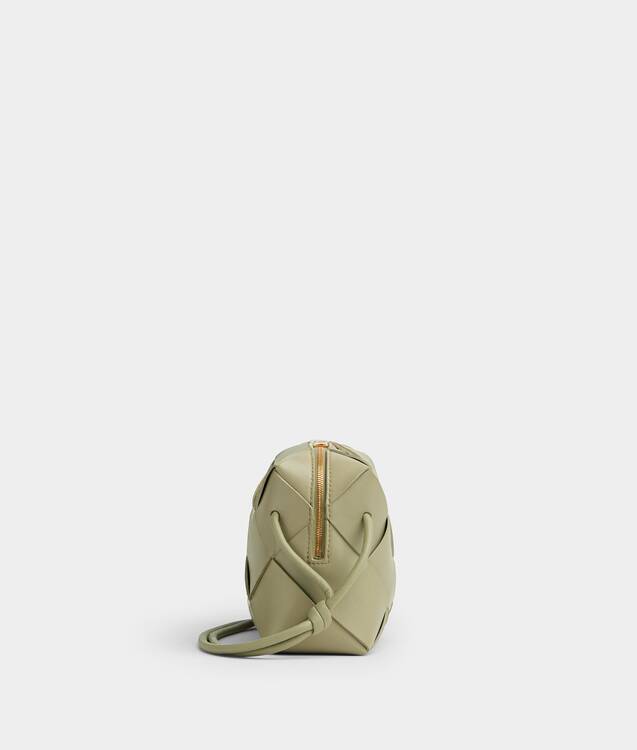 Bottega Small Cassette Camera Bag in Travertine. Shop online now.