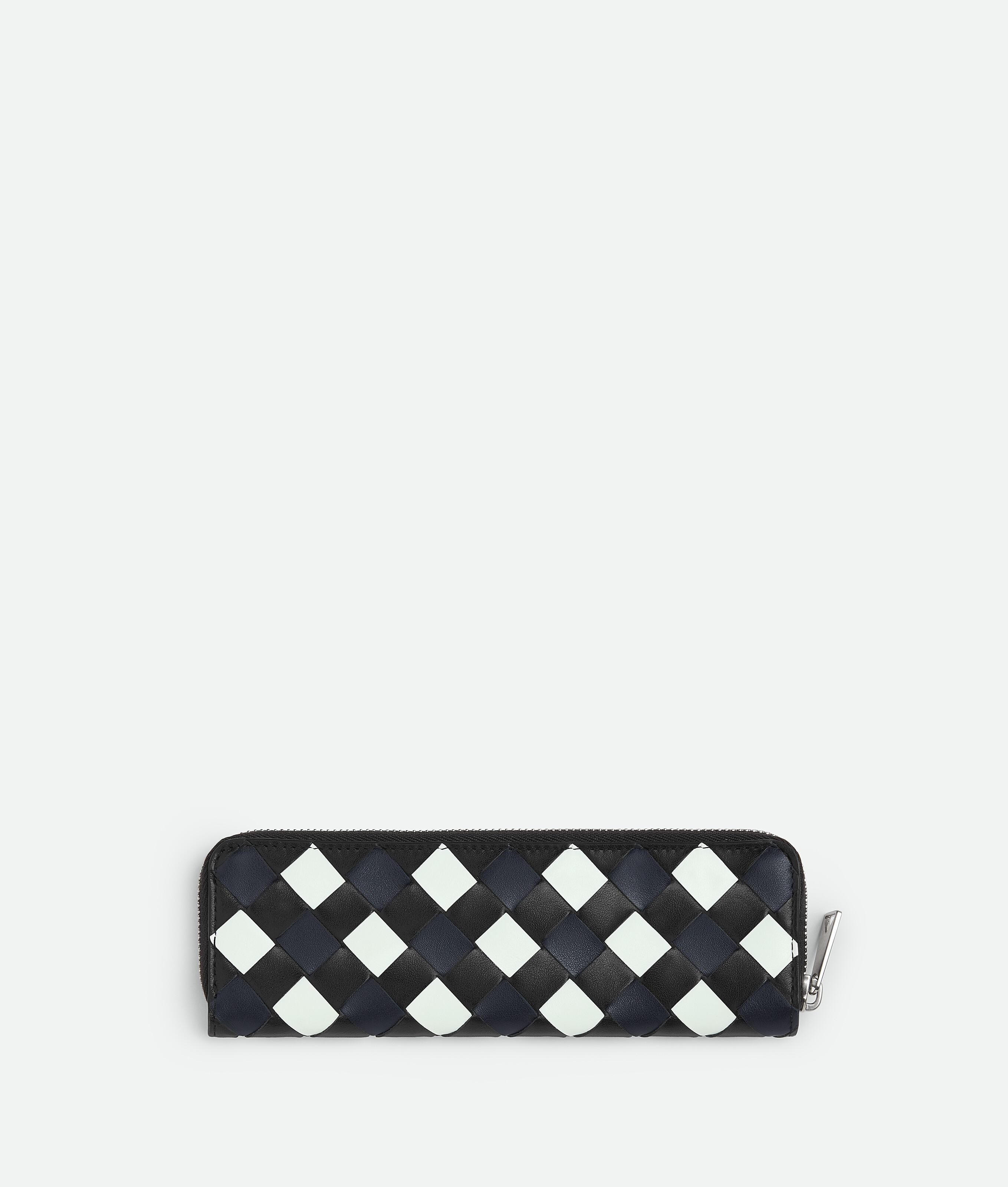 Shop Bottega Veneta Intrecciato Check Tricolour Leather Pencil Case In Multicolor