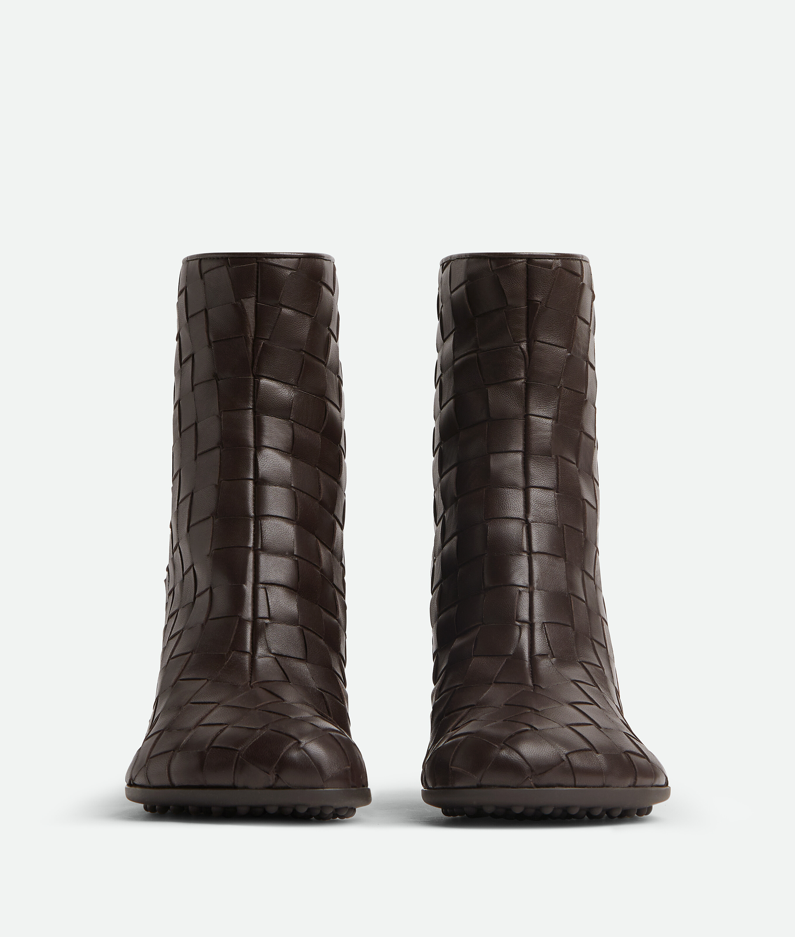 Bottega Veneta Atomic 75 Intrecciato Leather Ankle Boots In Black