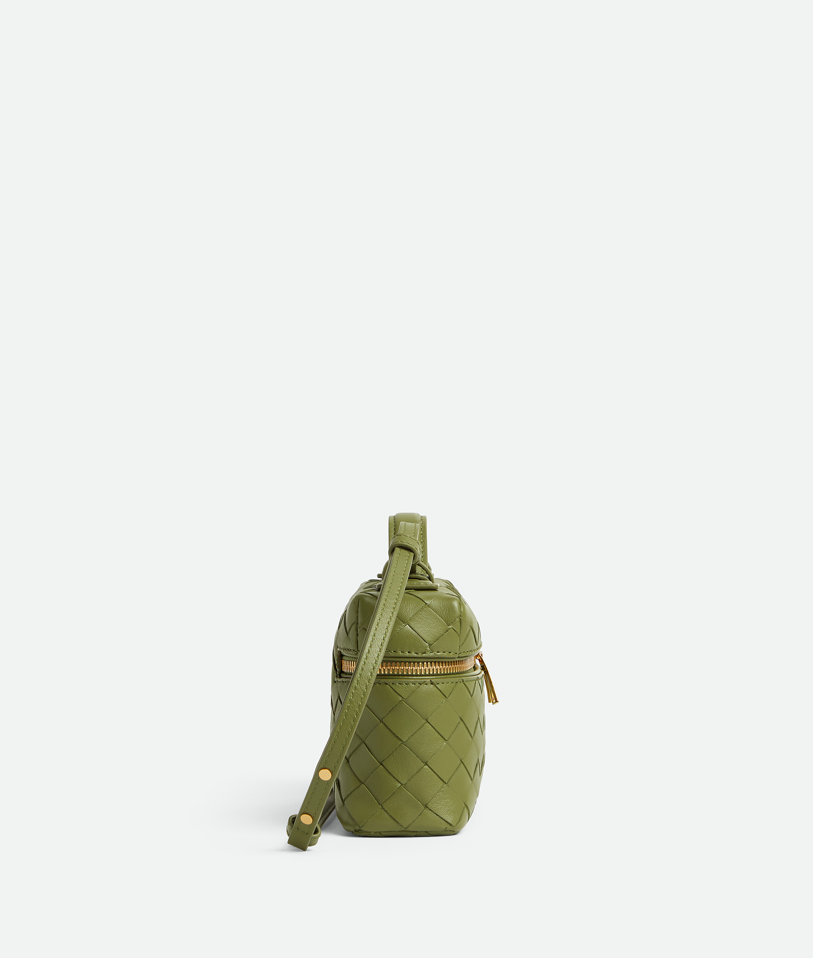 Bottega Veneta Intrecciato Leather Convertible Vanity Case In Matcha