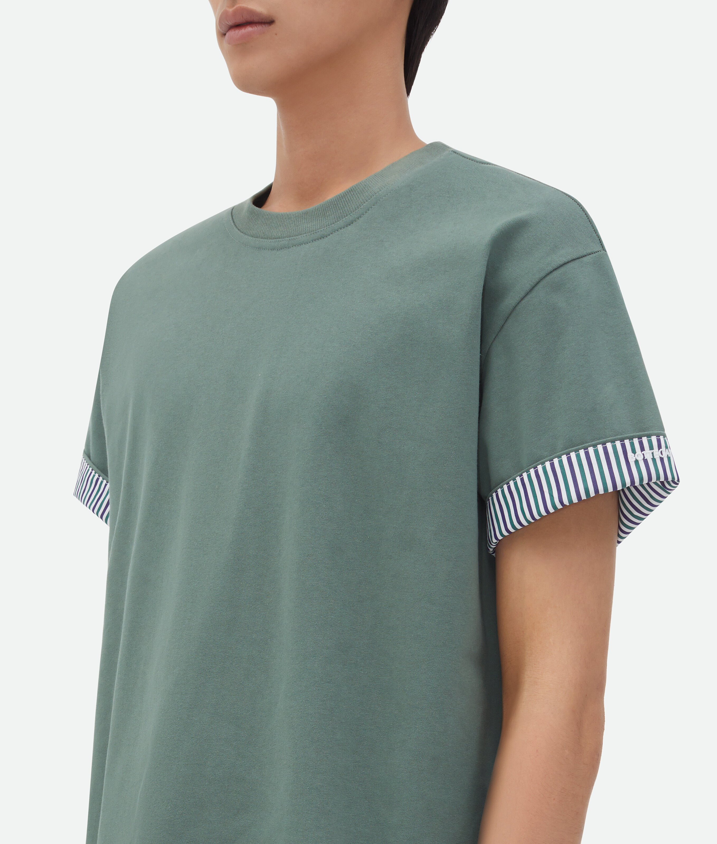 Shop Bottega Veneta Doppellagiges Gestreiftes T-shirt Aus Baumwolle In Green