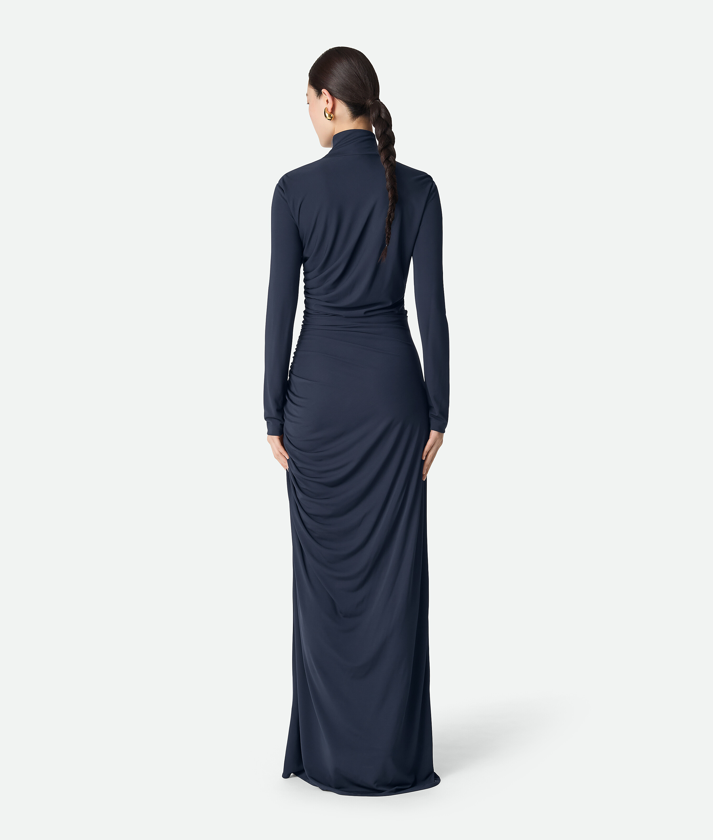 Bottega Veneta Knot Draped Jersey Gown In Blue