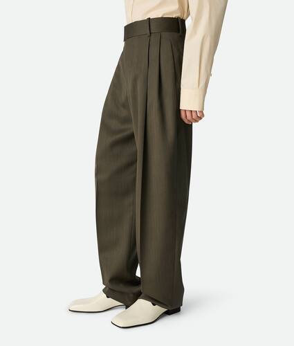 Wool Subtle Chevron Straight Trousers