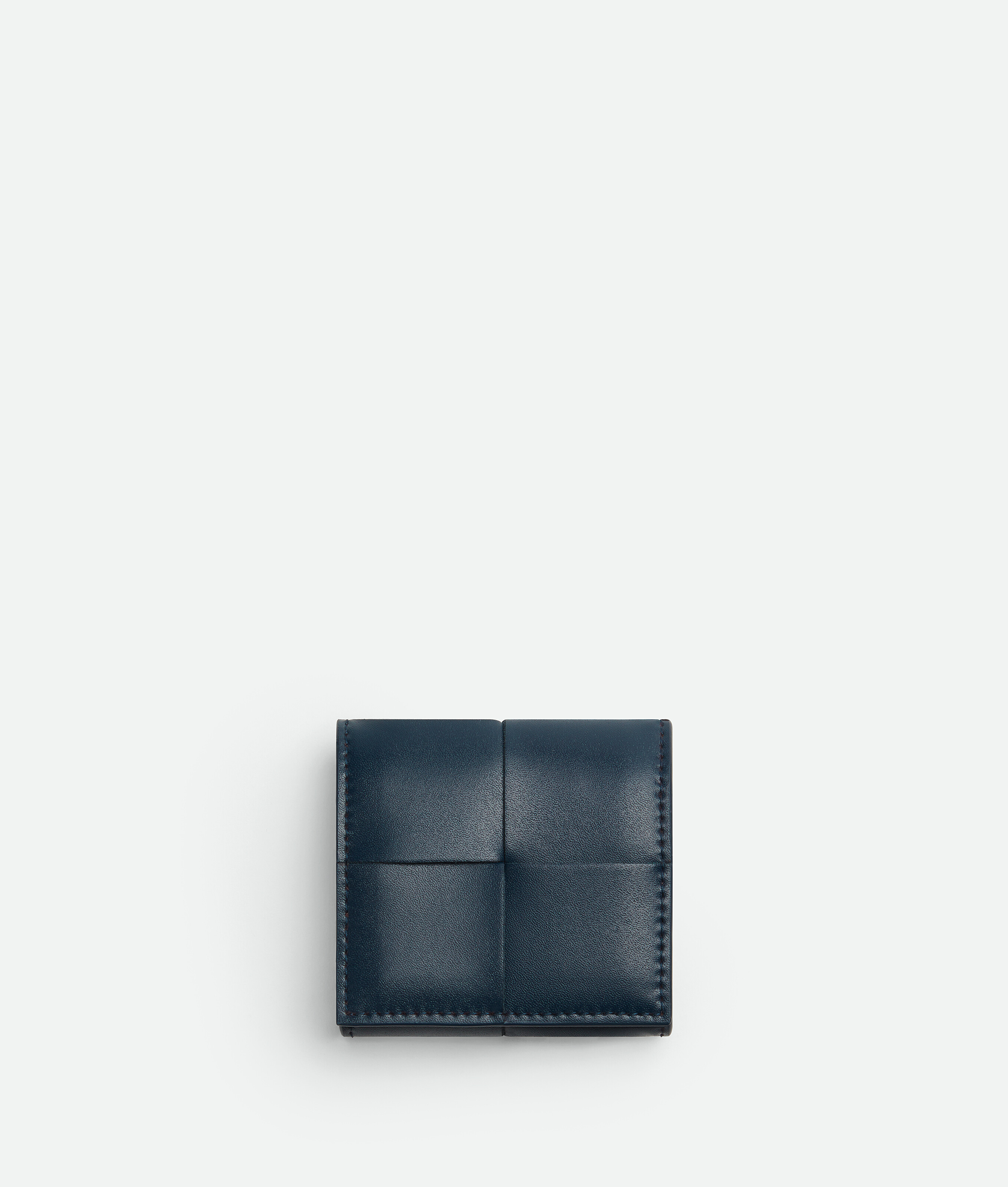 Bottega Veneta Cassette Folded Coin Purse In Deep Blue/ambra