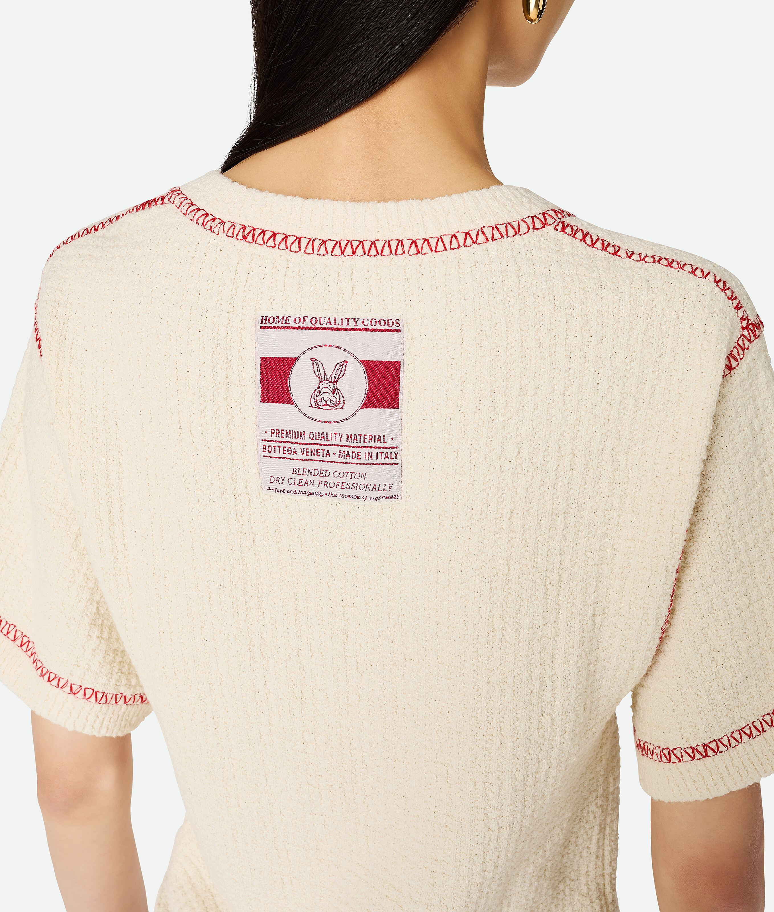 Bottega Veneta Baumwoll-t-shirt Mit Wabenmuster In Chalk