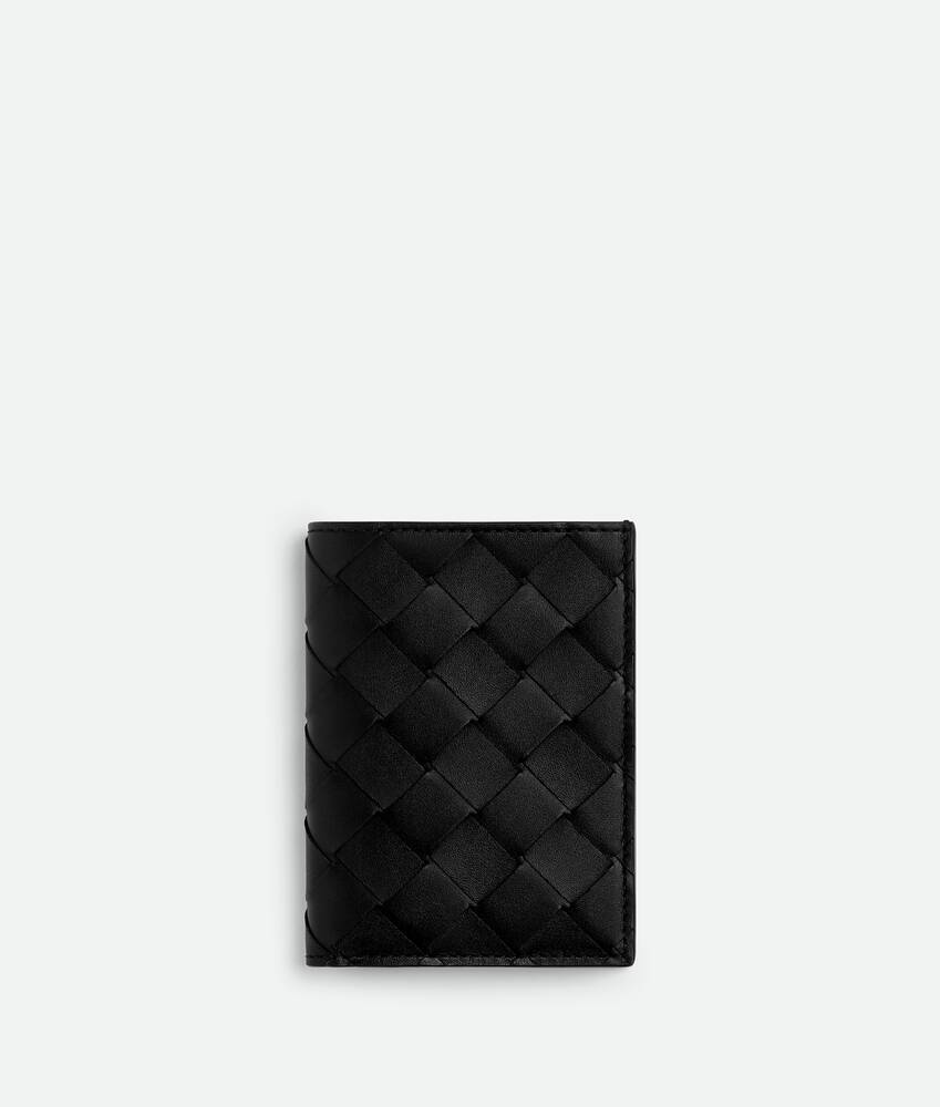 Bottega Veneta® Men's Intrecciato Slim Flap Card Case in Black 