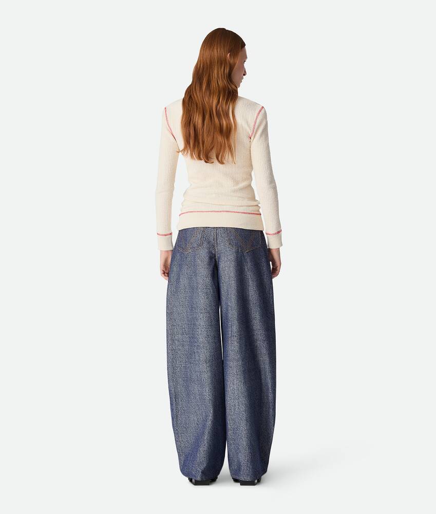 Display a large version of the product image 3 - Denim Jacquard Wide Leg Trousers