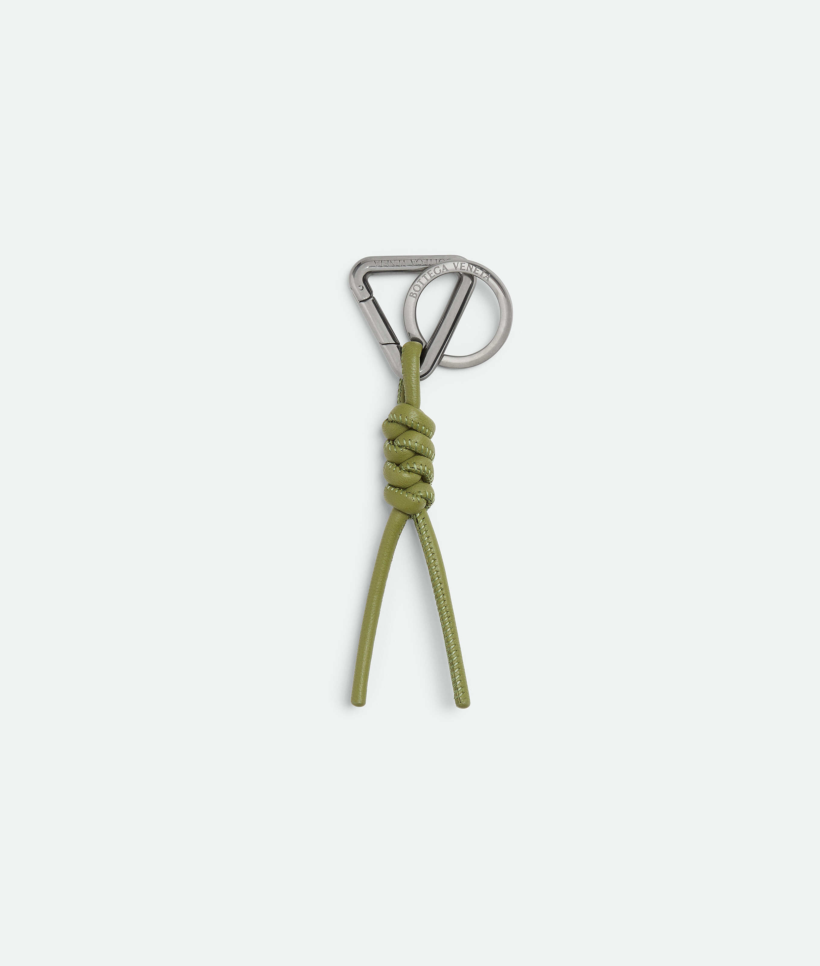 Bottega Veneta Triangle Key Ring With Hook In Metallic ModeSens
