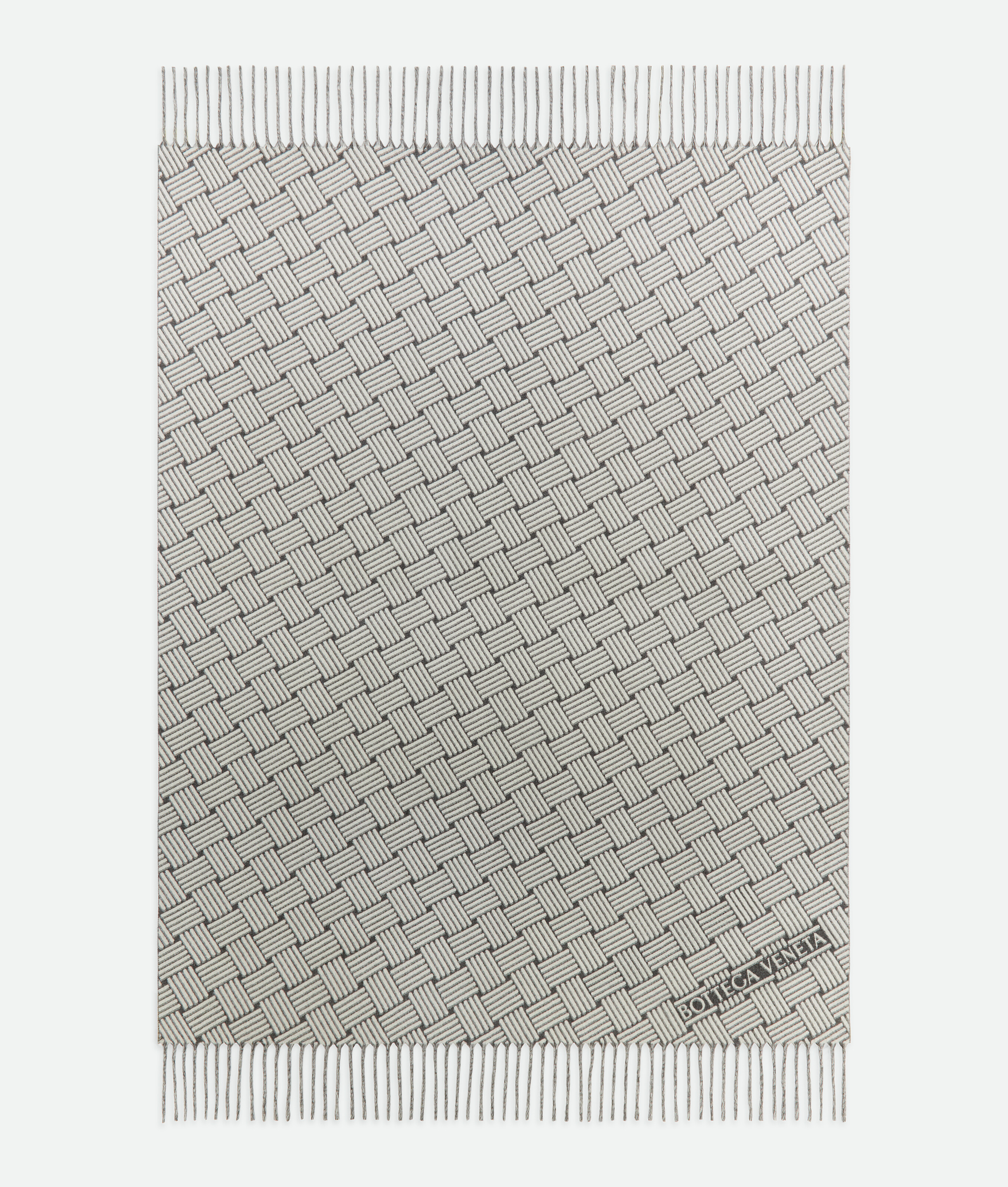 Bottega Veneta Cashmere Blanket With Intreccio Motif In Grey