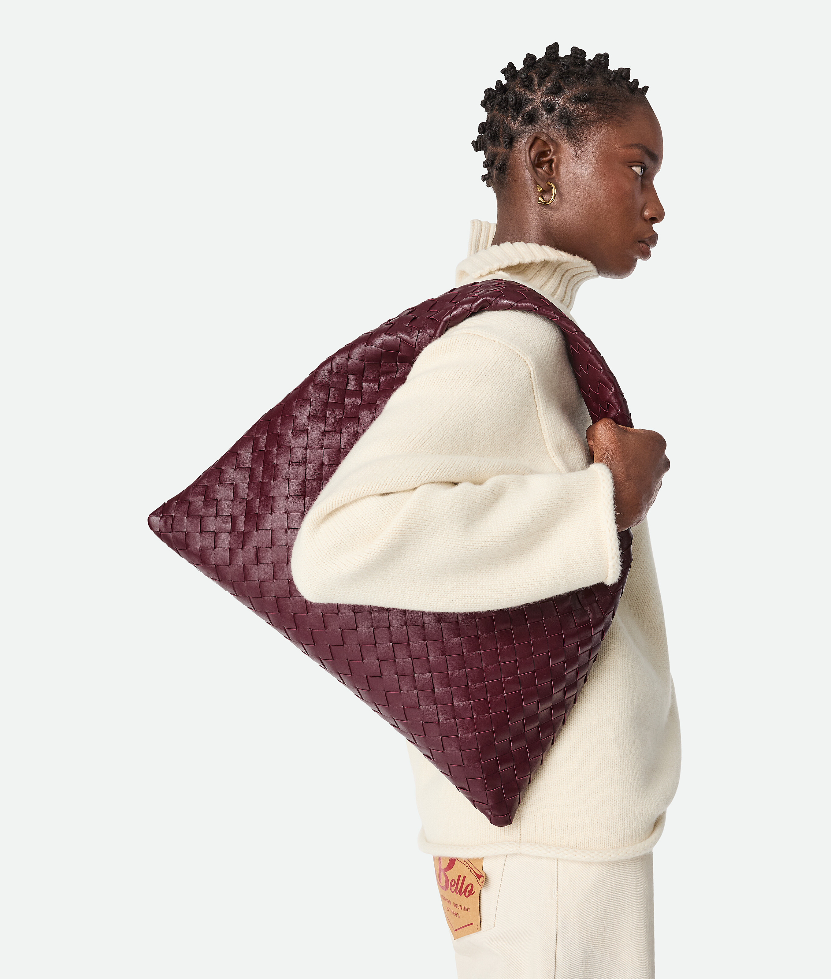 Bottega Veneta Leather Shoulder Bag With Intrecciato Motif In Barolo