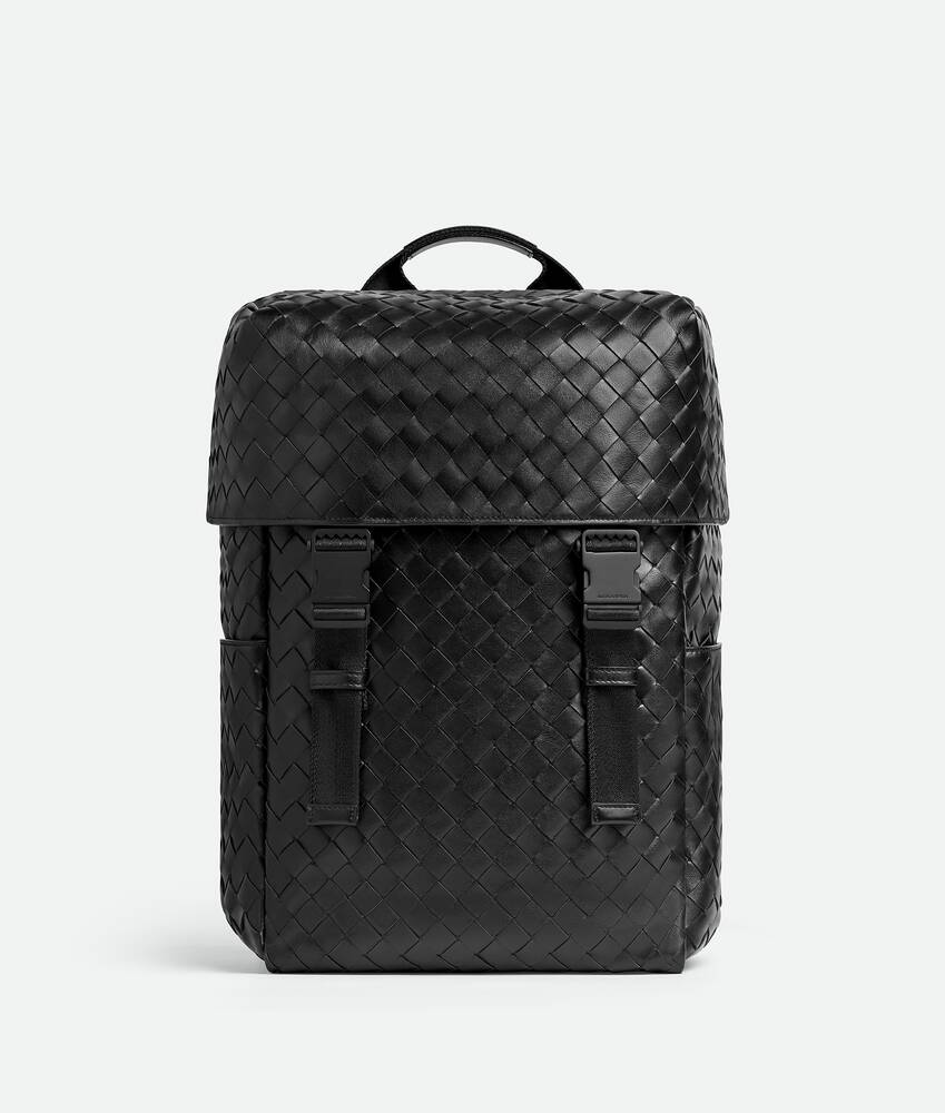 Bottega Veneta® Men's Intrecciato Flap Backpack in Black/mat black ...