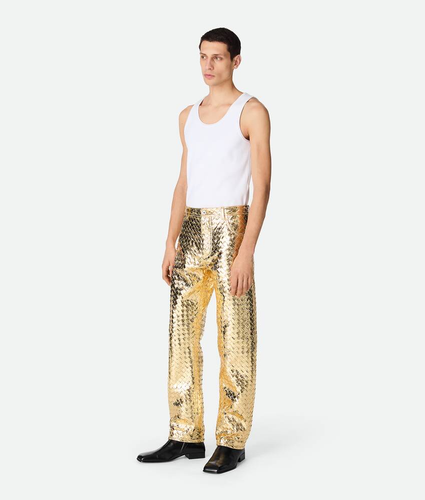 Display a large version of the product image 3 - Laminated Intrecciato Leather Straight Pants