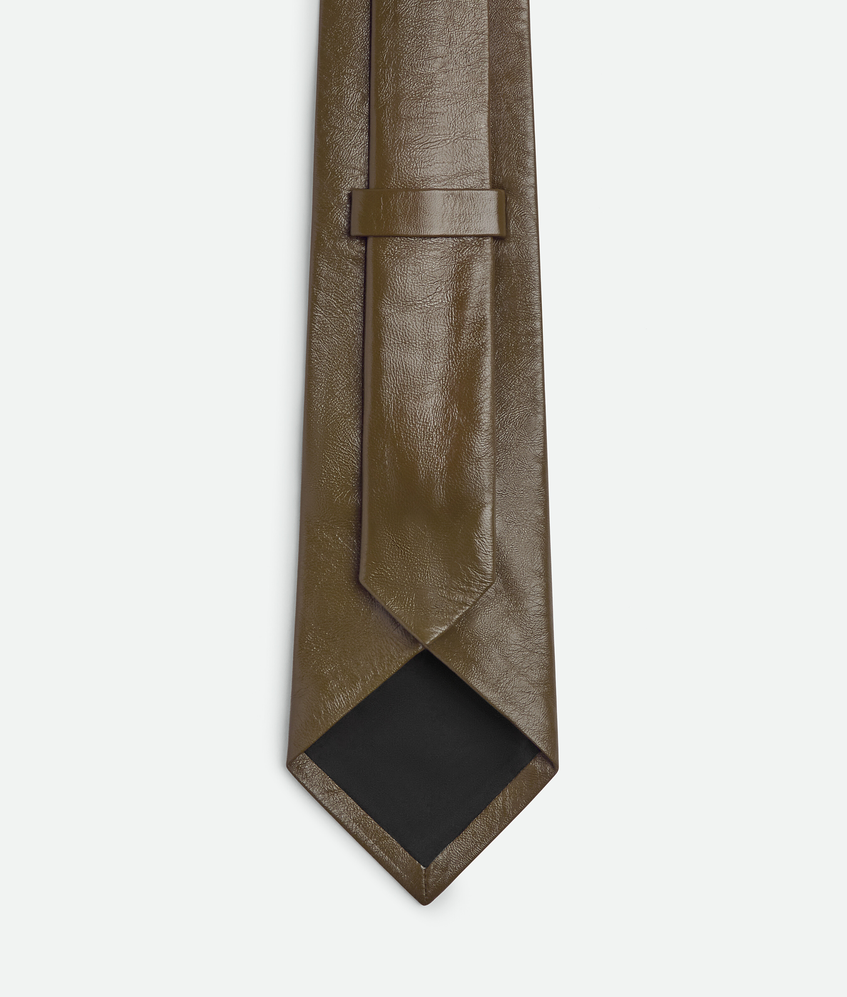 Men's Shiny Leather Tie in Olive Bottega Veneta United Kingdom EN - Image 3