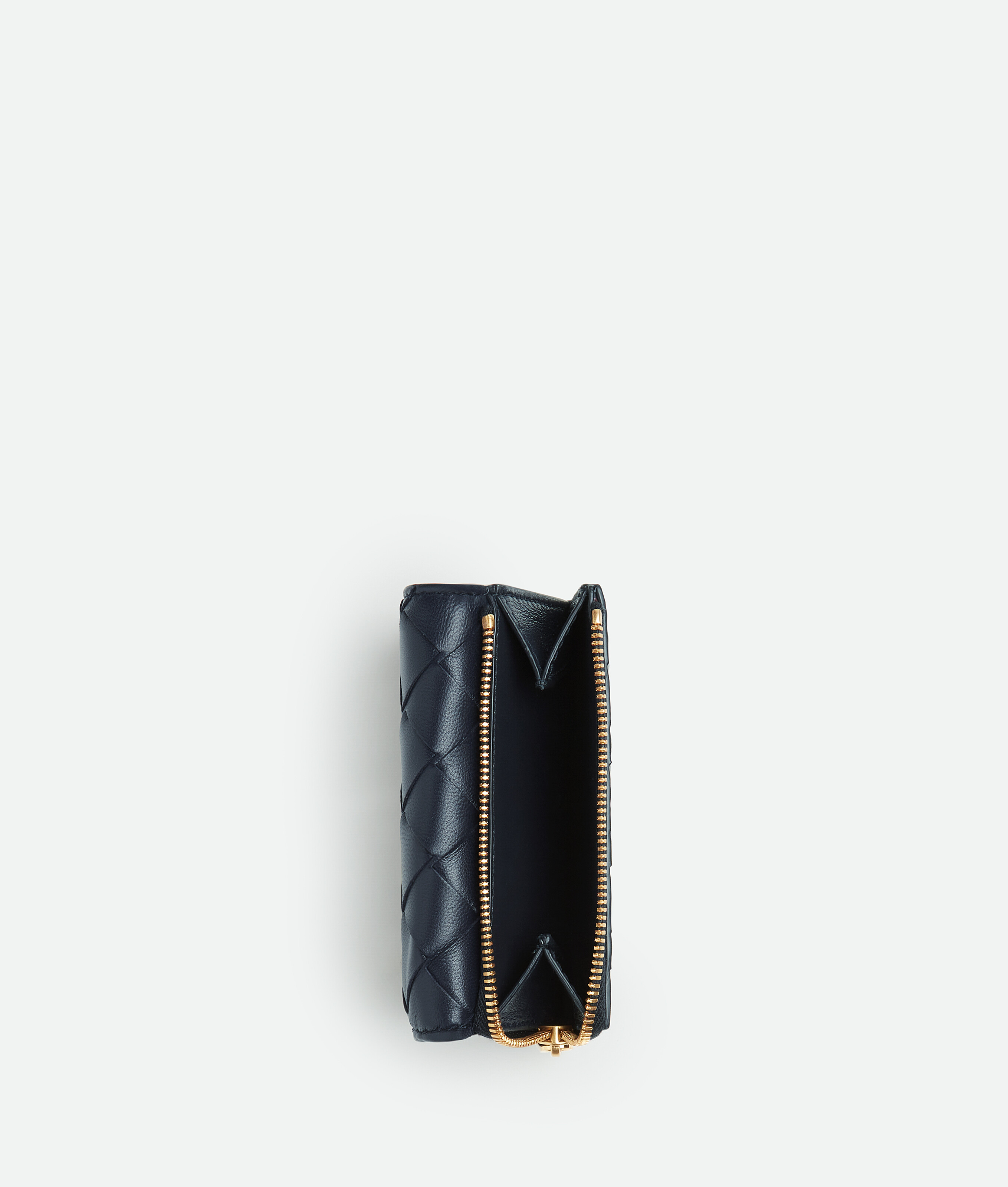 Shop Bottega Veneta Small Intrecciato Tri-fold Zip Wallet In Blue