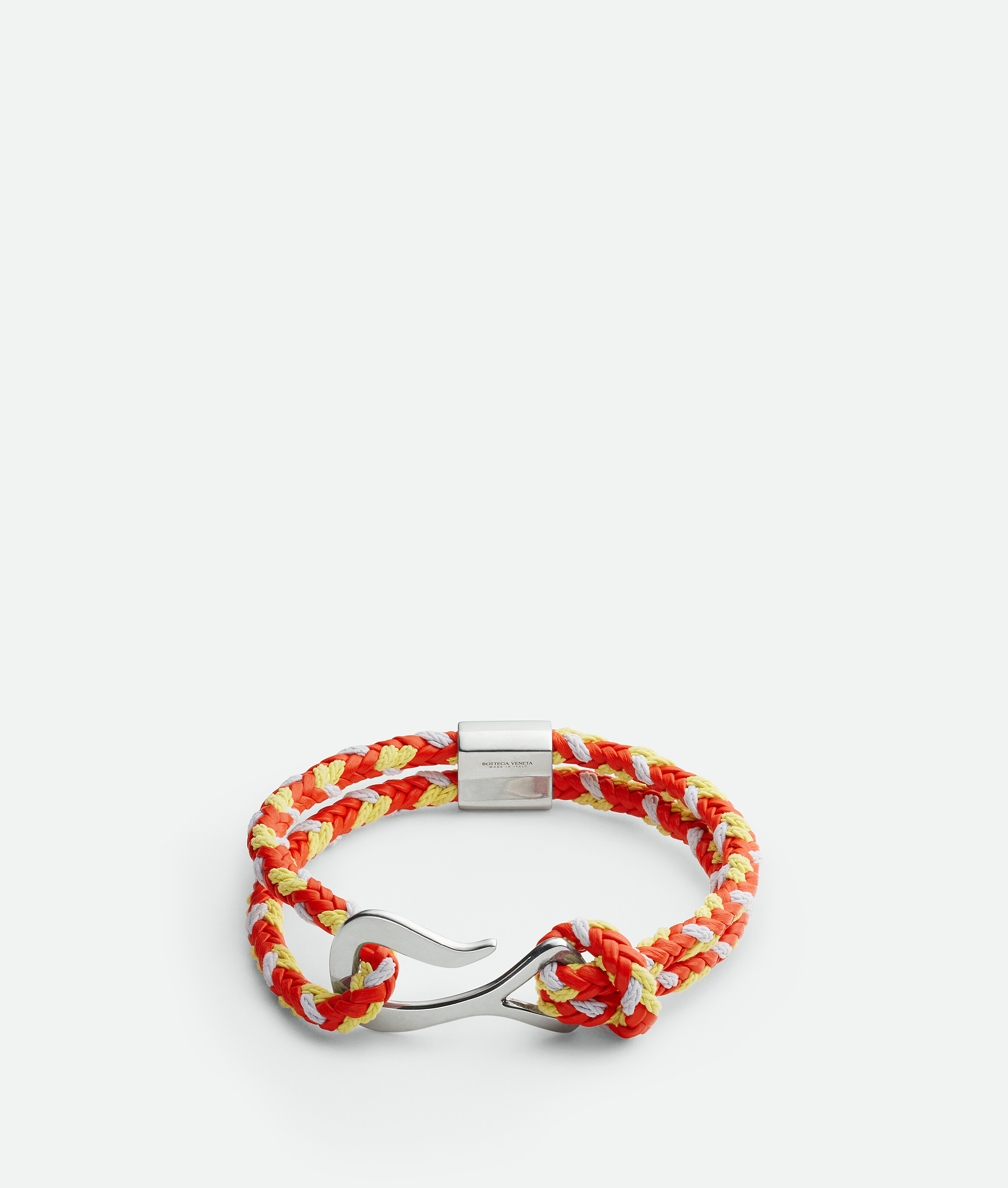 Shop Bottega Veneta Bracelet En Cuir Braid In Orange/pineapple