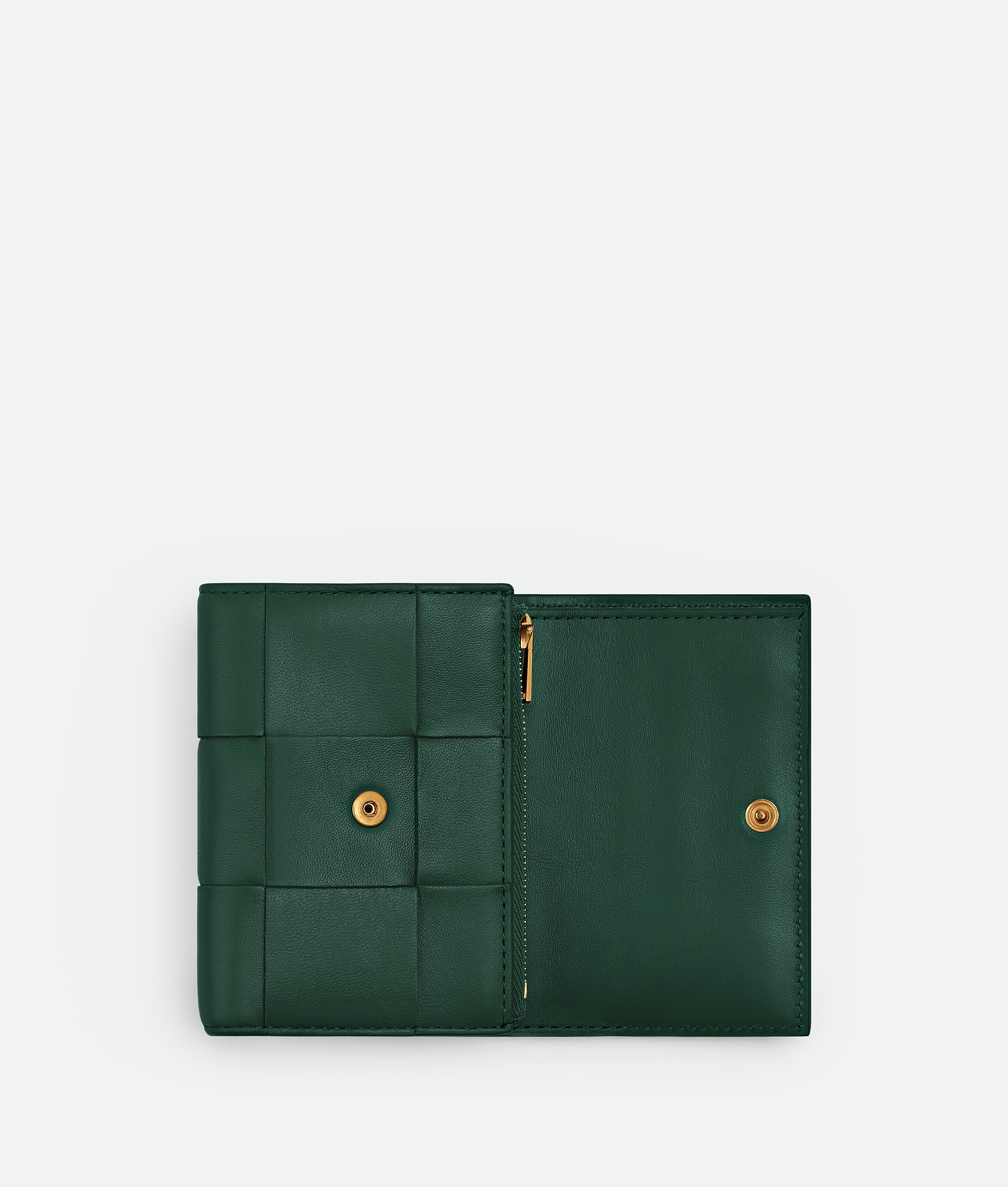 Bottega Veneta Cassette Tri-fold Portemonnaie Mit Abnehmbarem Kartenetui In Emerald Green
