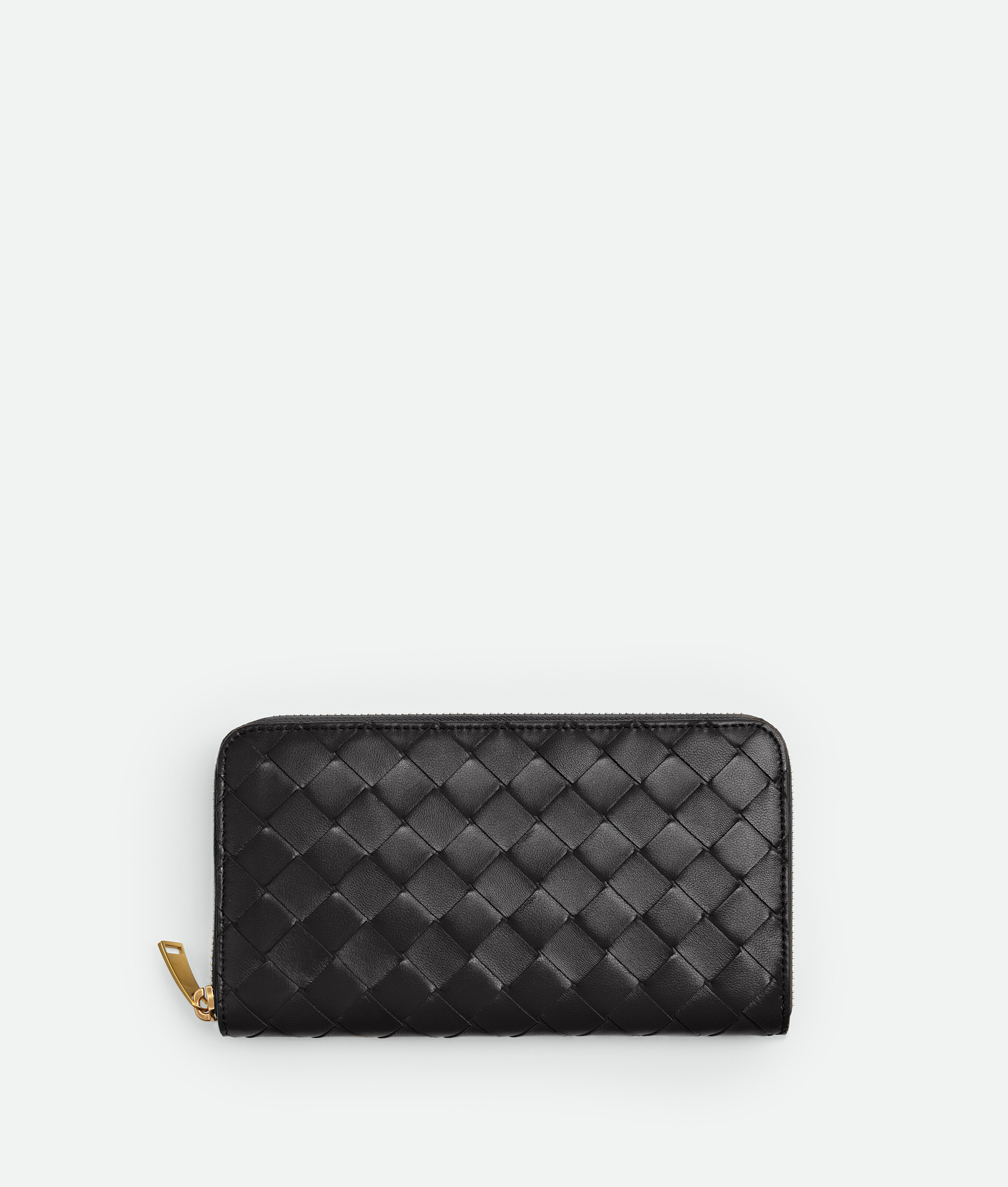 Bottega Veneta Intrecciato Zip Around Wallet In Black