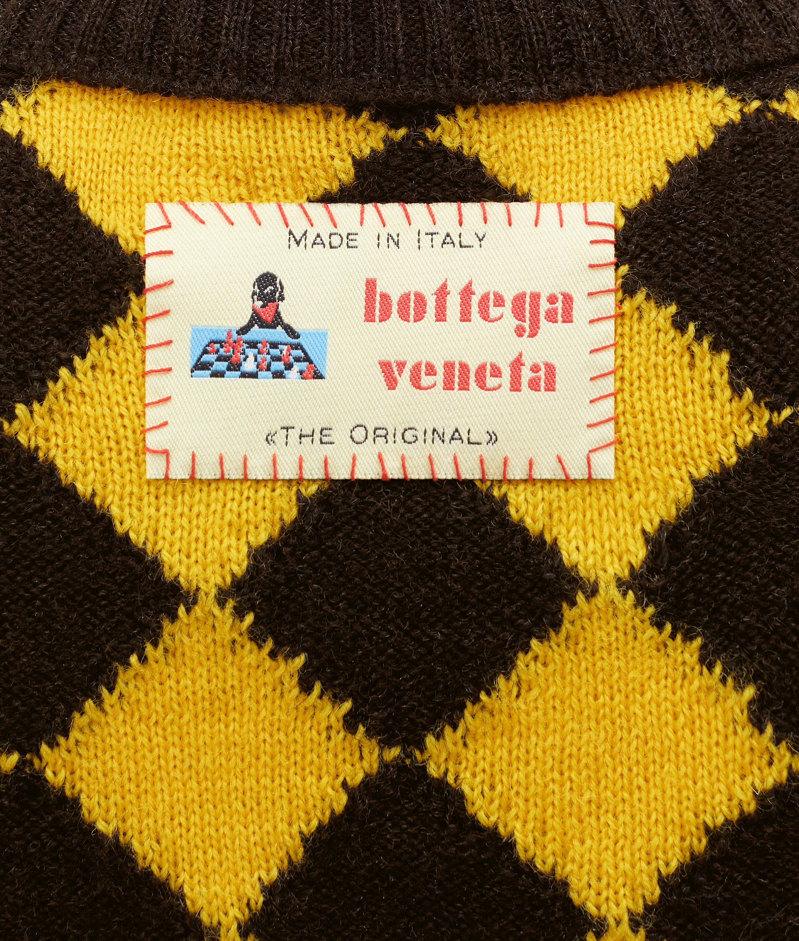 Shop Bottega Veneta Argyle Intarsia Wool Jumper In Yellow