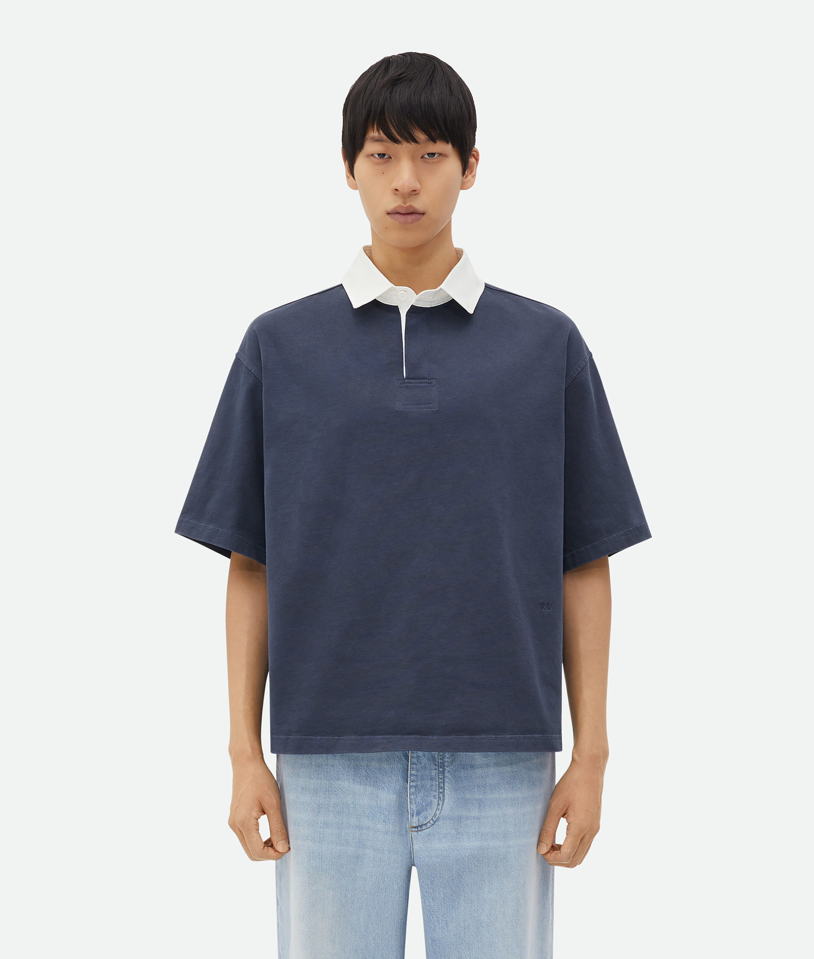 Bottega Veneta Relaxed Fit Washed-out Jersey Polo In Grey