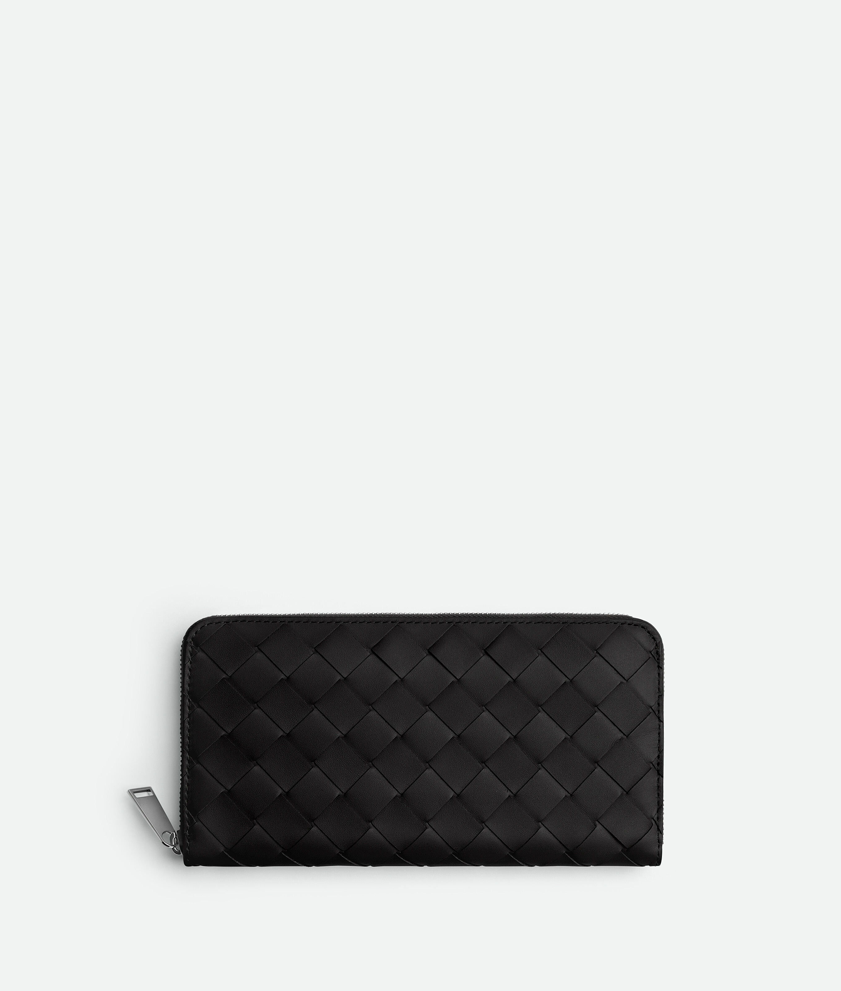 Bottega Veneta Intrecciato Zip Around Wallet In Black