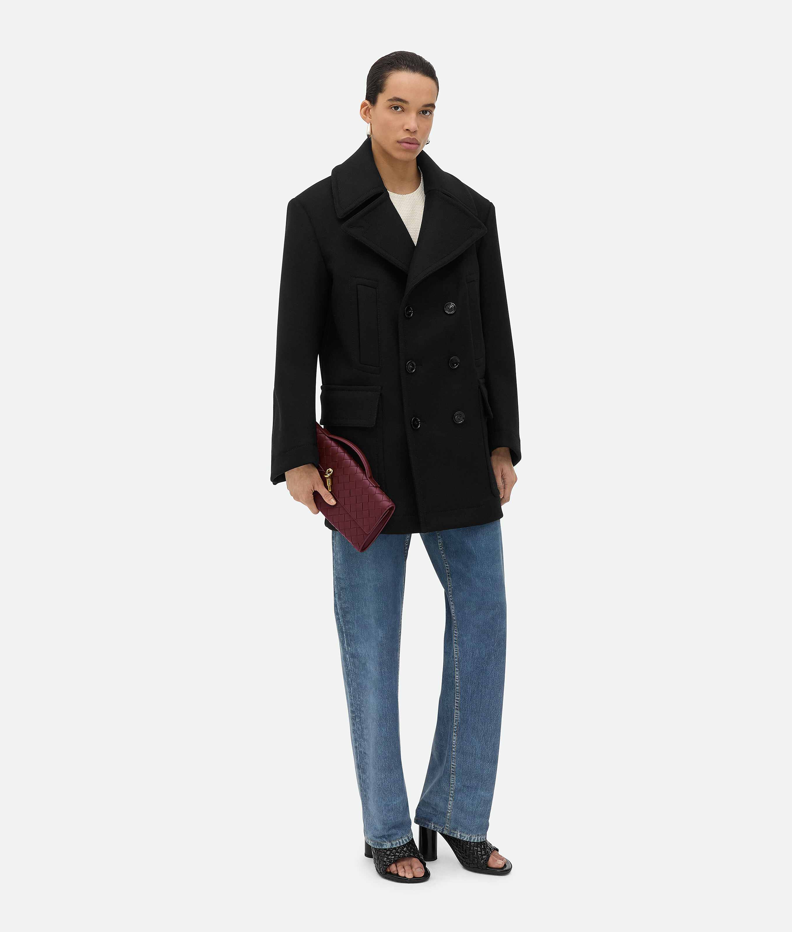 Bottega Veneta Long Andiamo Intrecciato Leather Clutch In Bordeaux