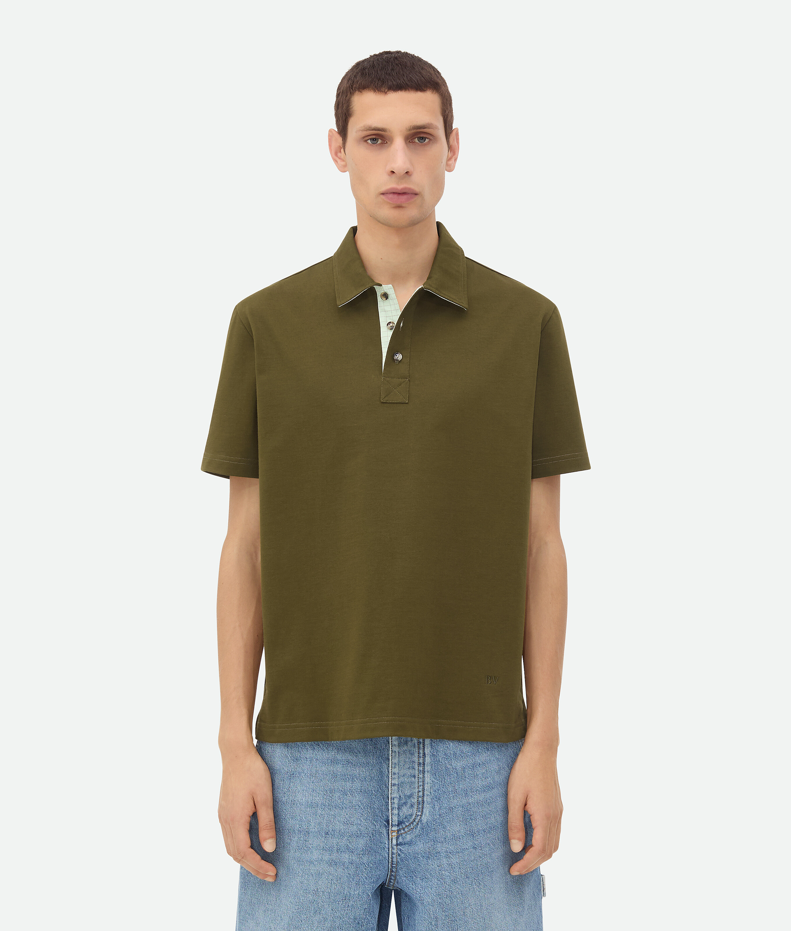 Shop Bottega Veneta Pima Cotton Jersey Polo In Olive Oil