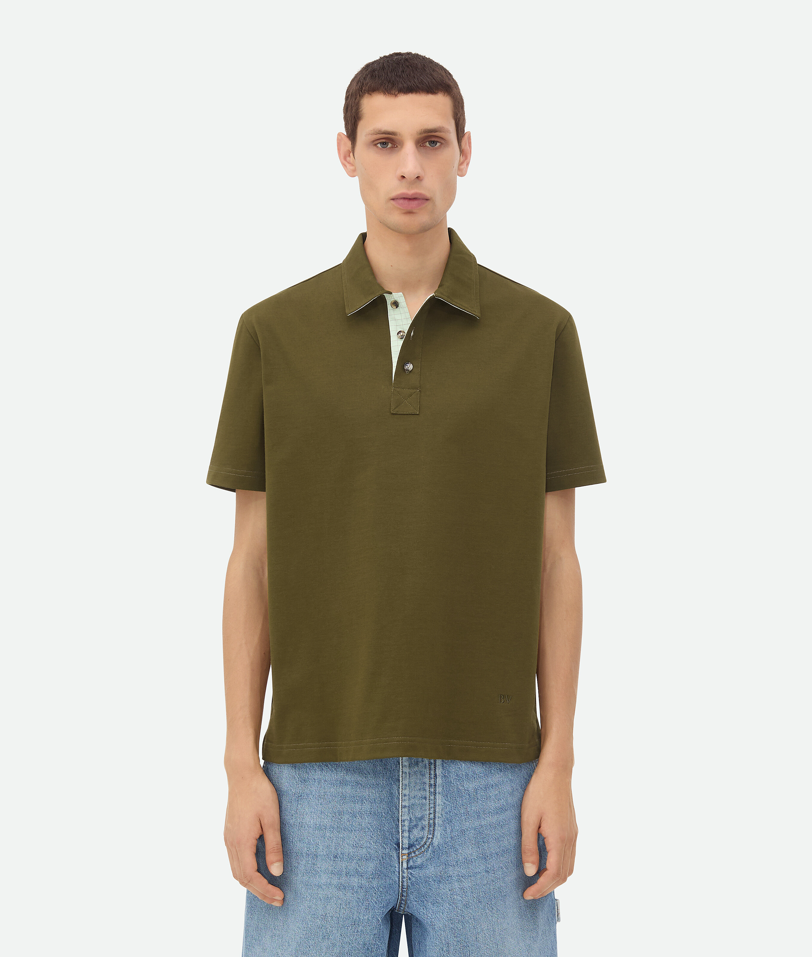 Bottega Veneta® Men's Pima Cotton Jersey Polo in Olive Shop