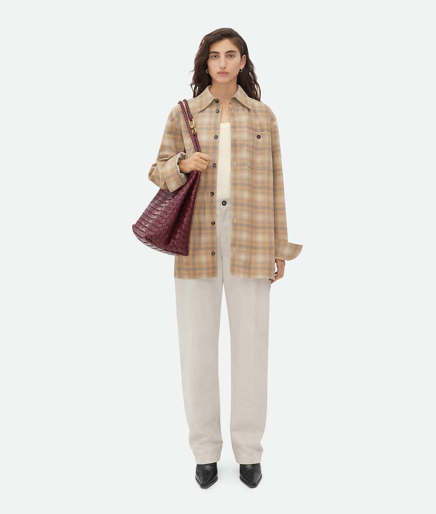 Display a large version of the product image 1 - Oversized Flannel-Printed Leather Shirt