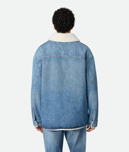 Veste en denim indigo vintage et shearling
