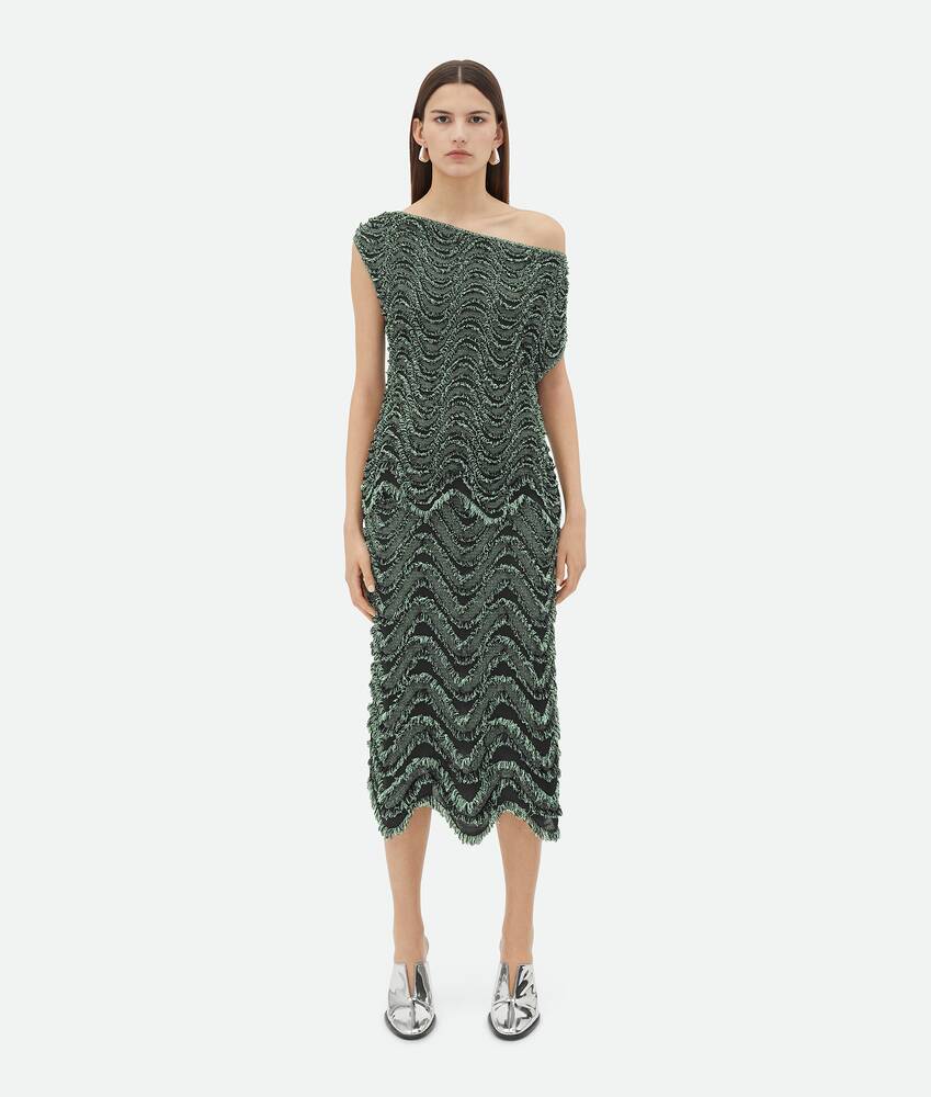Display a large version of the product image 4 - Textured Viscose Skirt With Weaved Fringes
