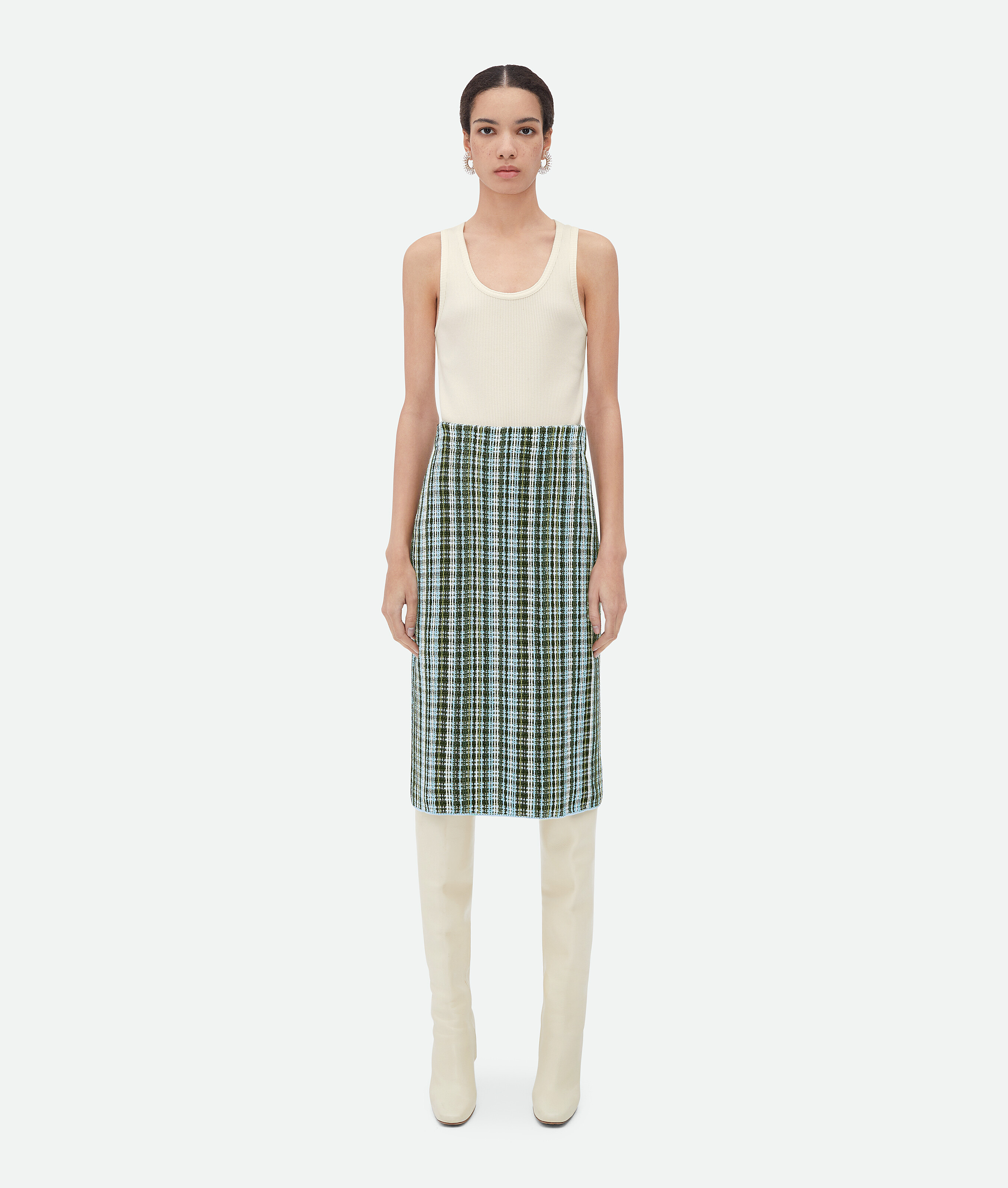 Bottega Veneta Cotton Viscose Check Skirt In Multicolor