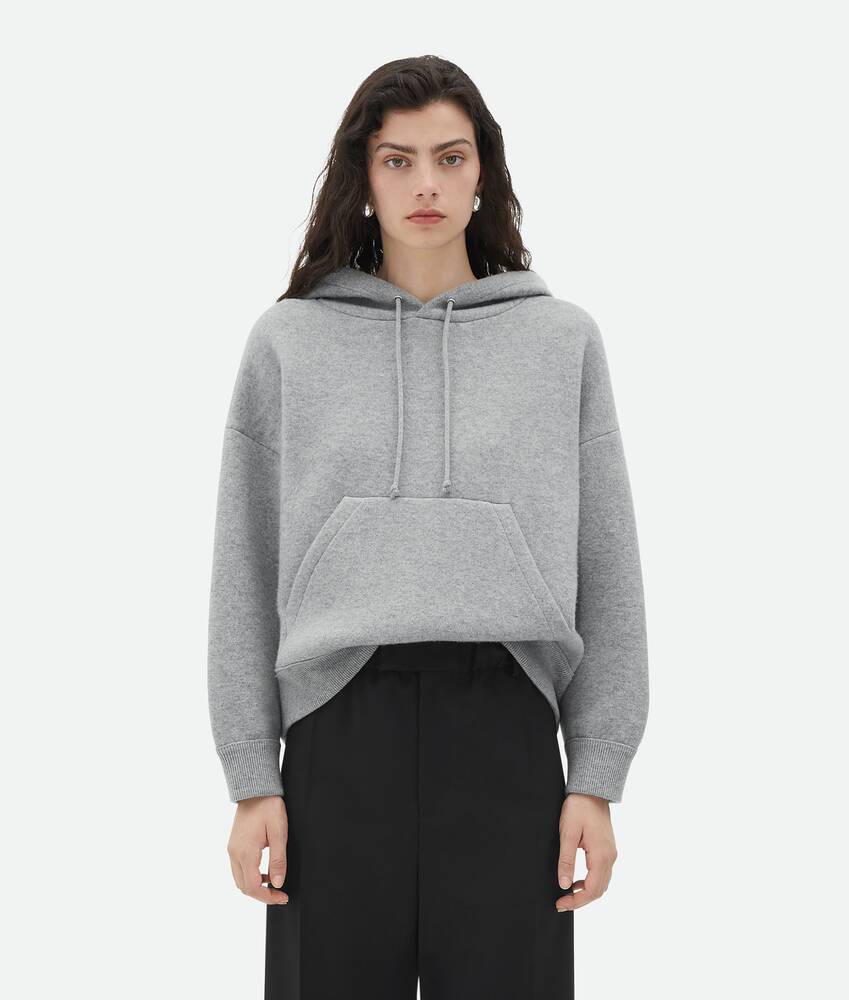 Women’s gray cashmere blend sweatshirt with hood