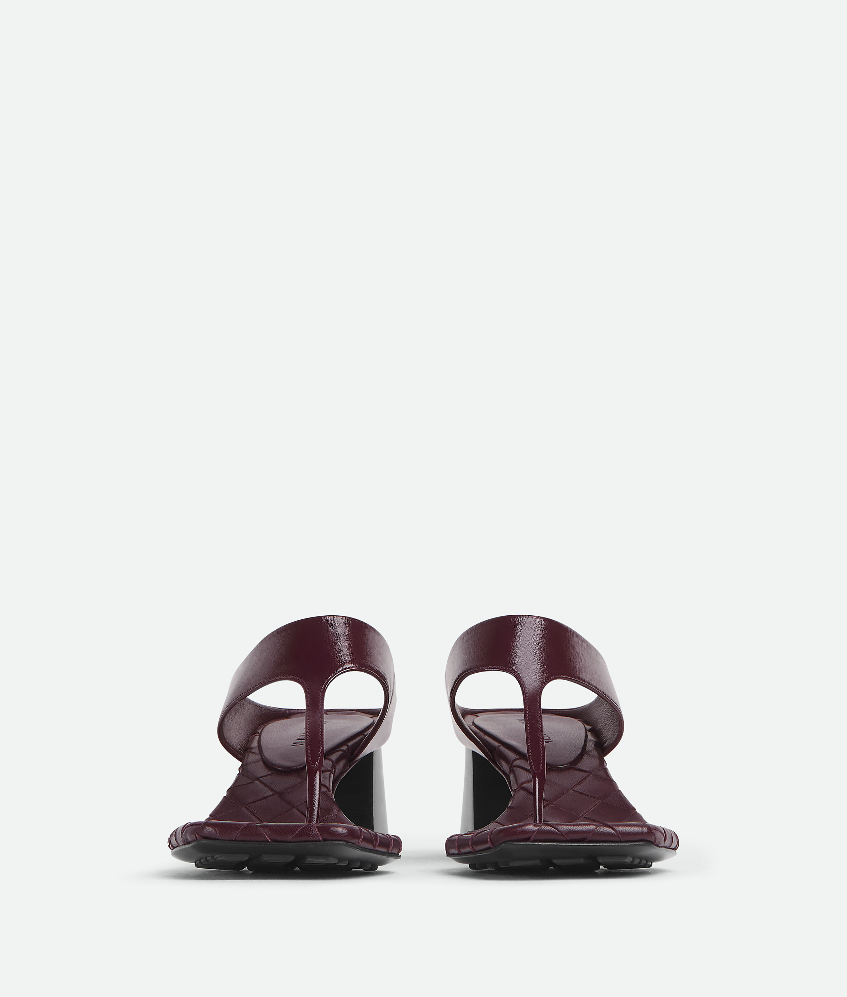 Bottega Veneta Square Toe Quilted Block Heel Sandals In Dark Barolo